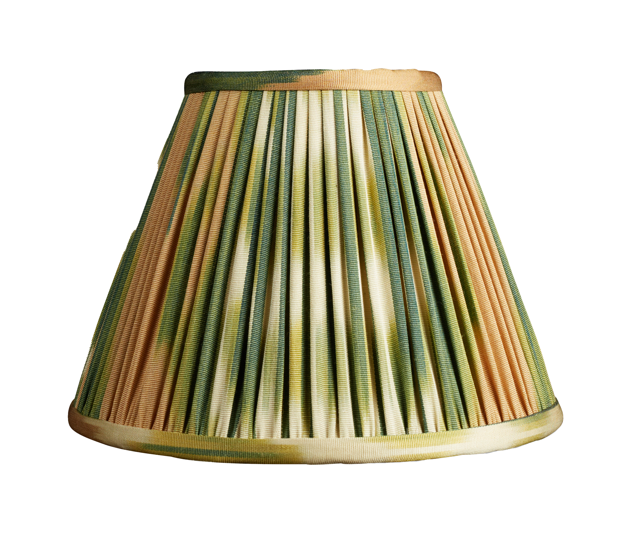 8 inch - 20 cm Green and caramel cotton and silk french drum ikat lampshade