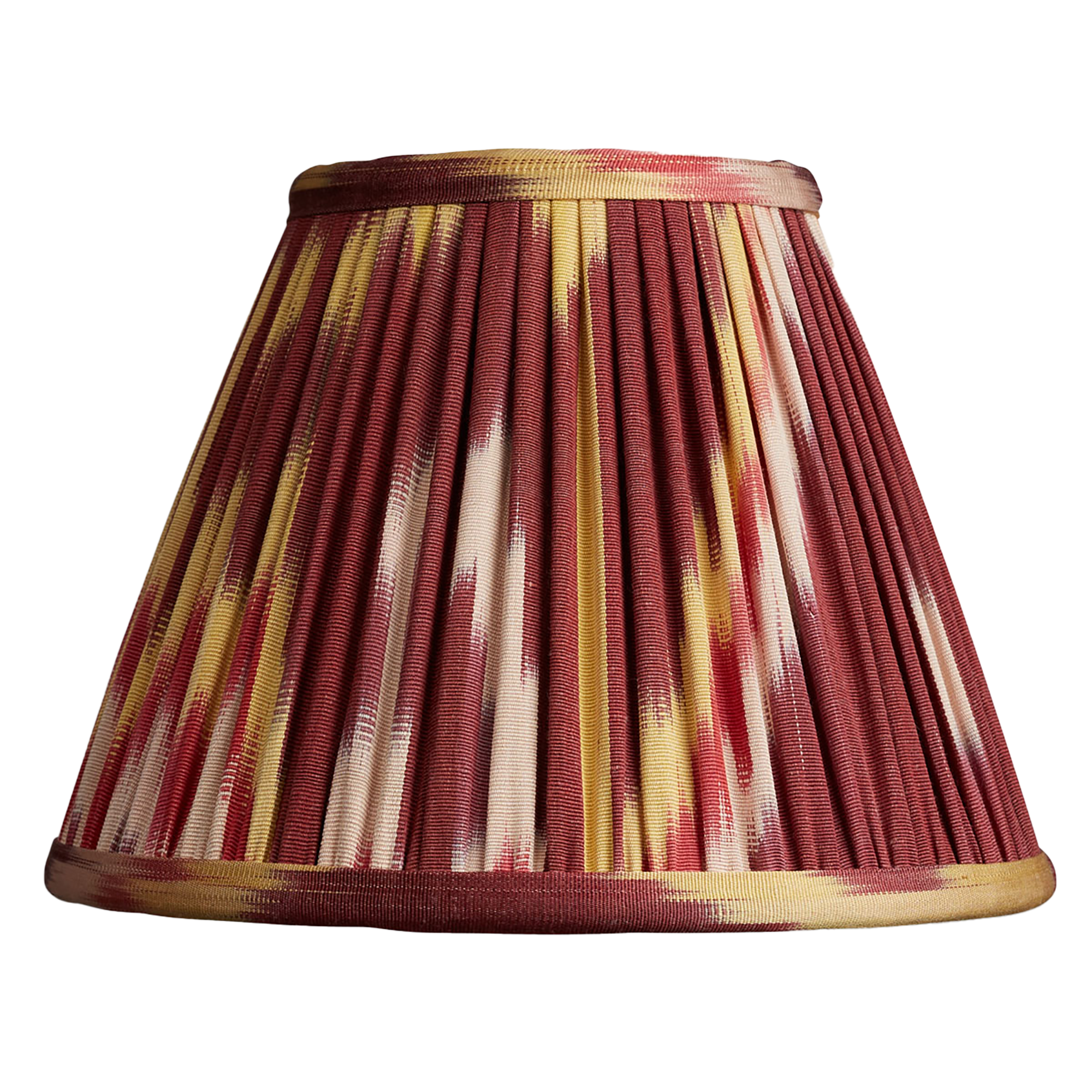 8 inch - 20 cm Aubergine red/yellow cotton and silk French drum ikat lampshade