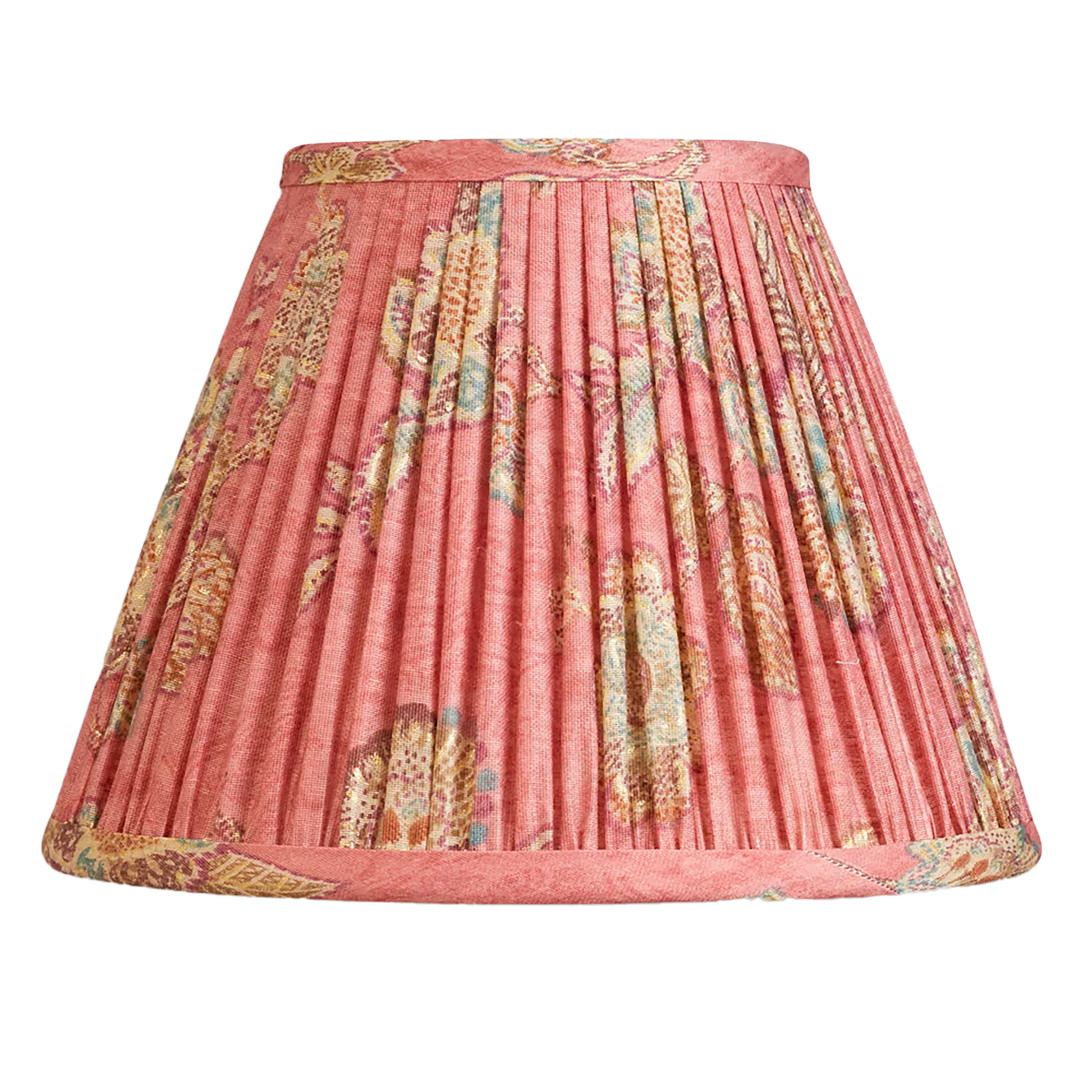 8 inch - 20 cm Mandeville dusky pink floral design, French drum silk sari style lampshade