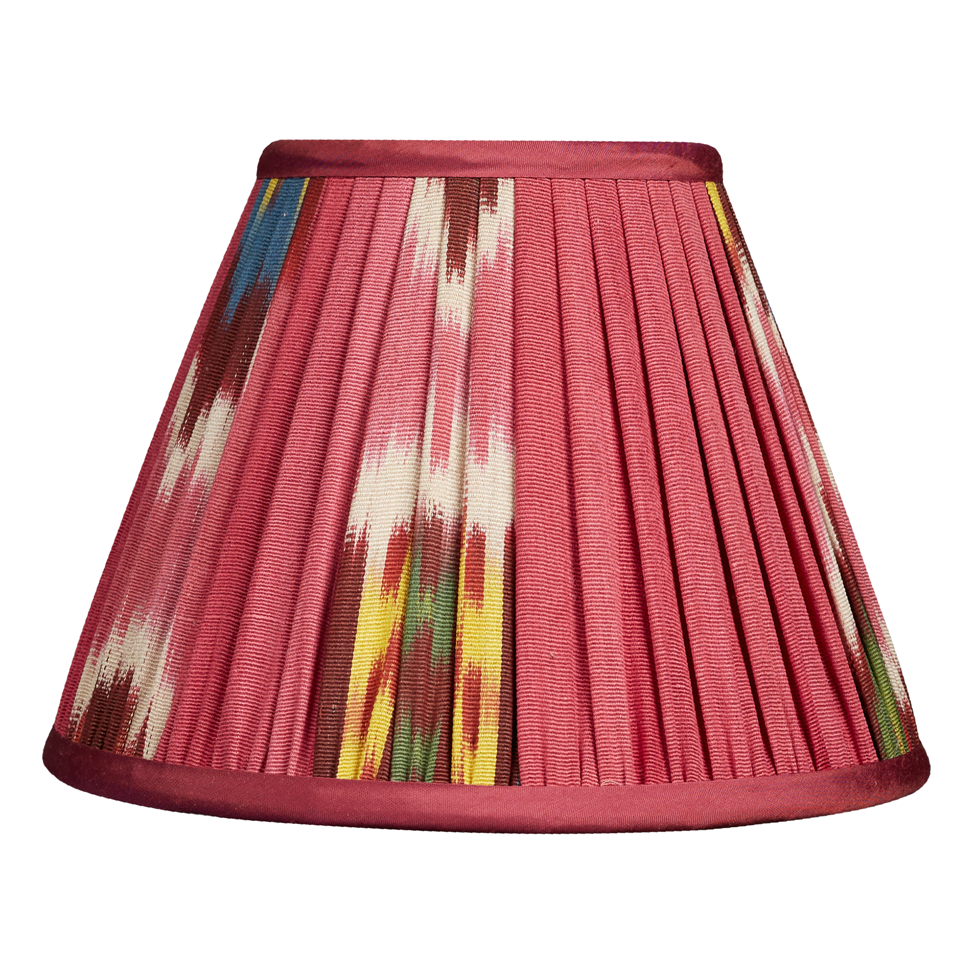 8 inch - 20 cm Magenta cotton and silk French drum ikat lampshade