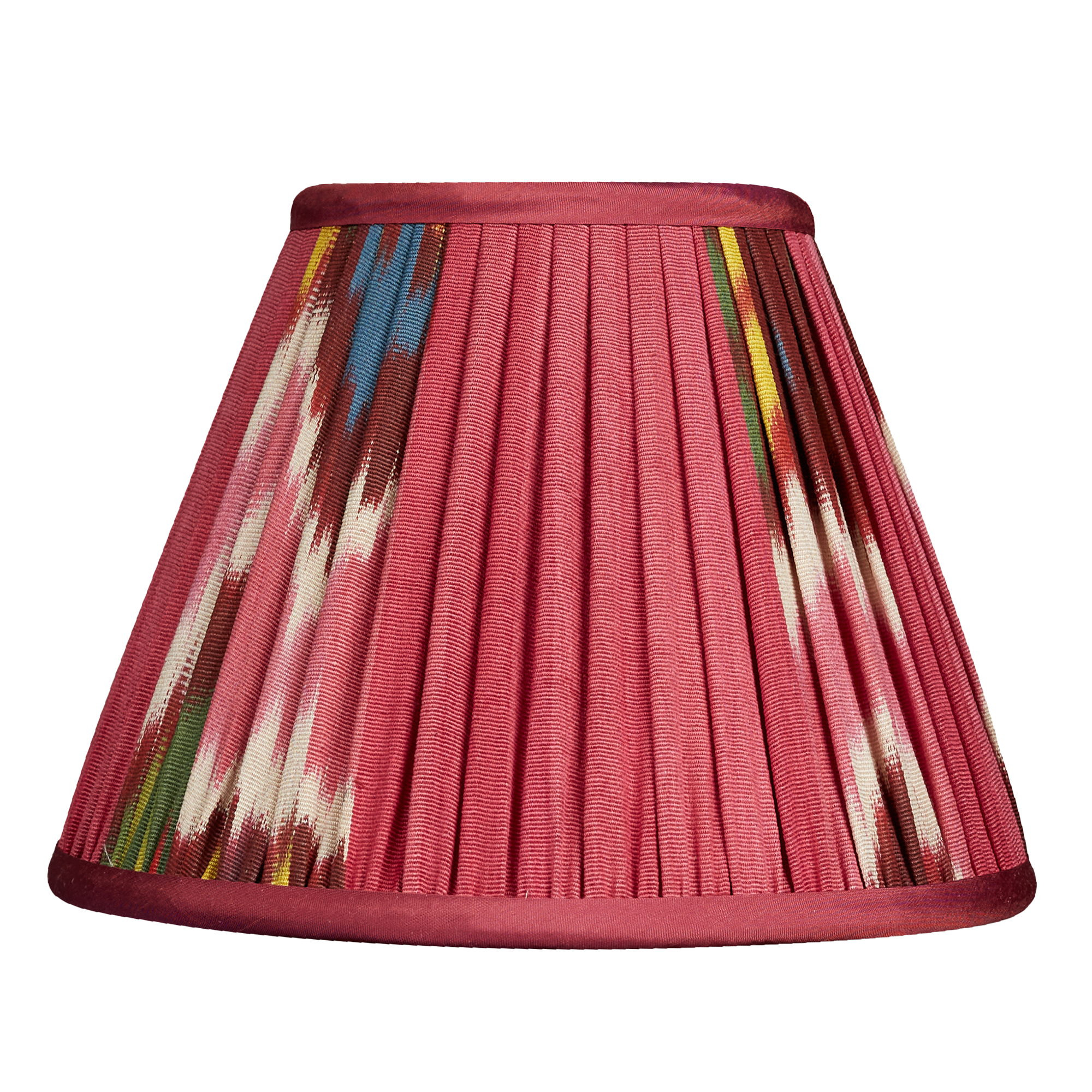 8 inch - 20 cm Magenta cotton and silk French drum ikat lampshade