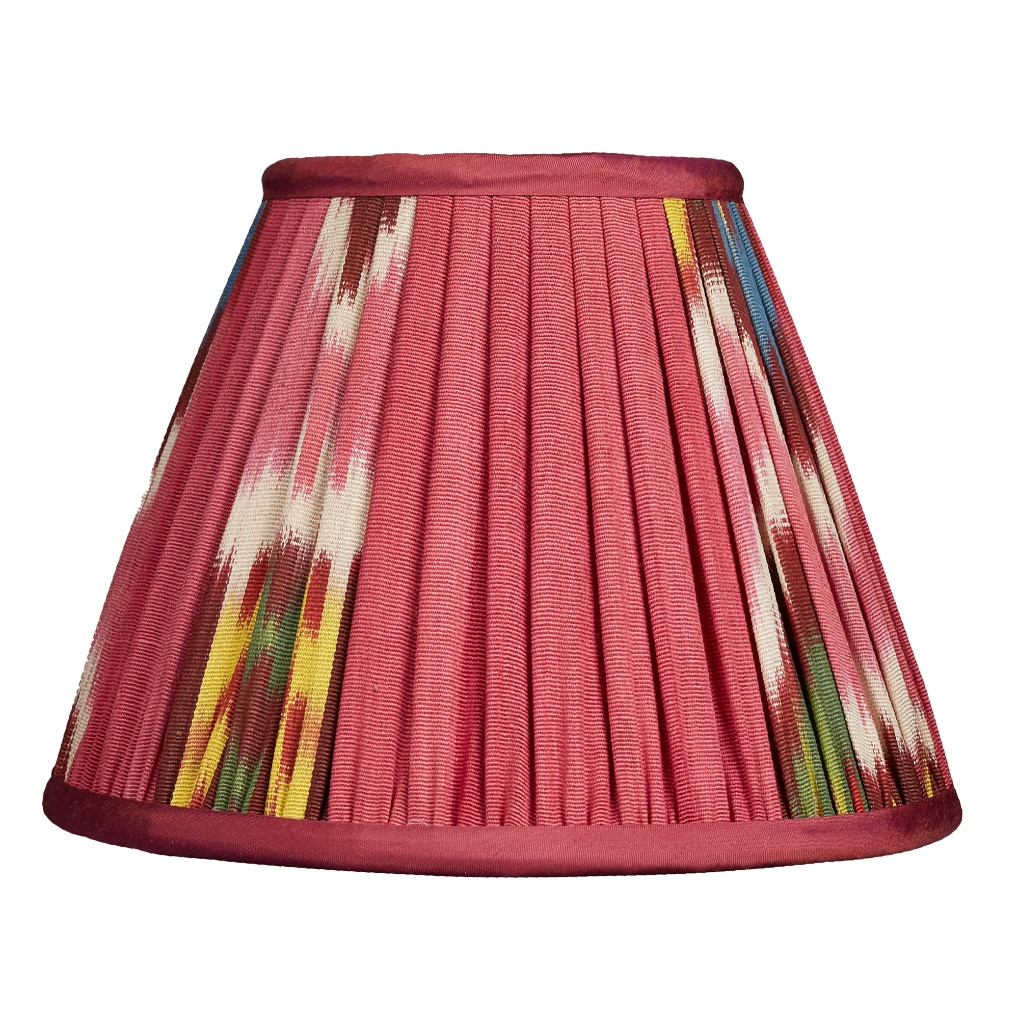 8 inch - 20 cm Magenta cotton and silk French drum ikat lampshade