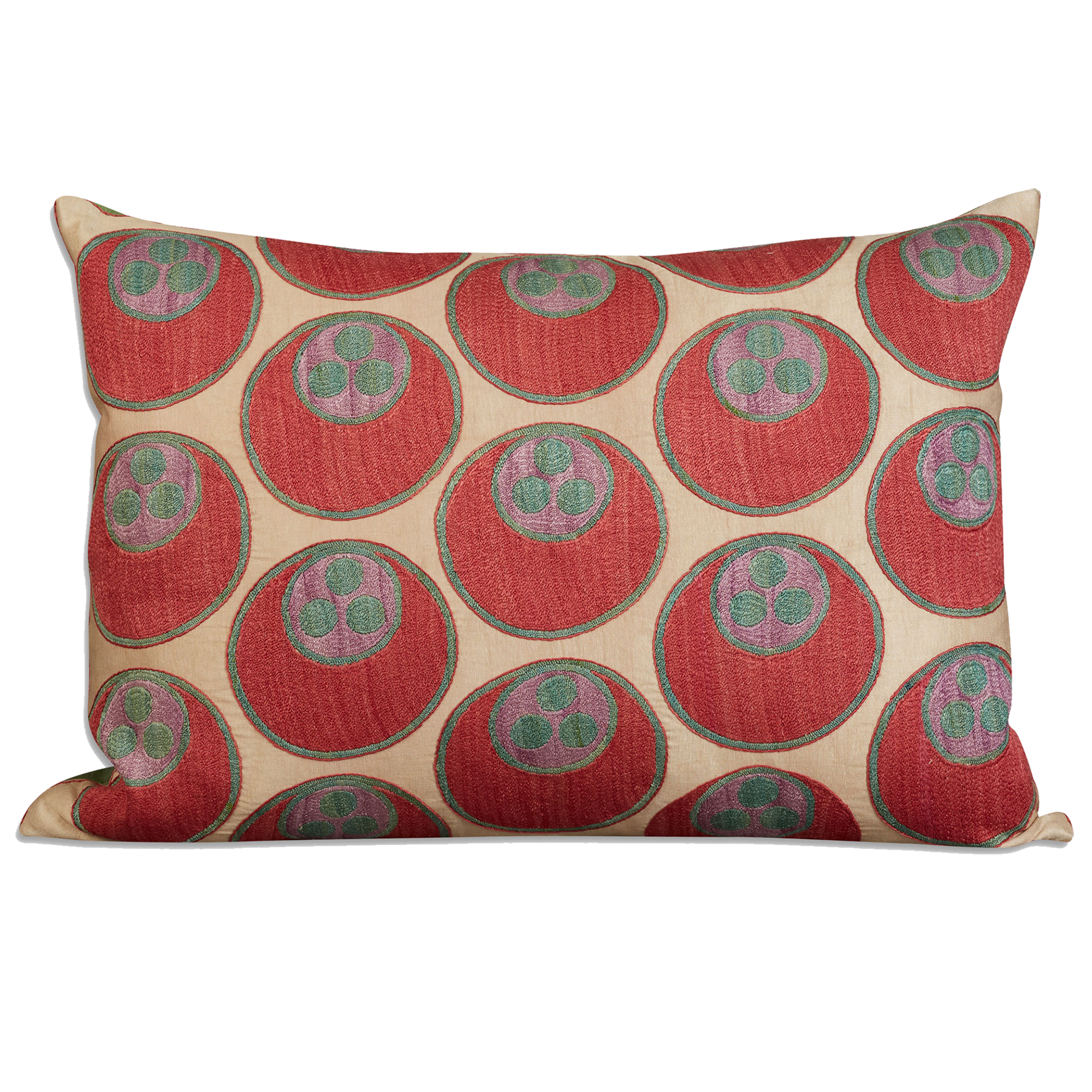 Rectangular floral silk suzani embroidered cushion - pillow