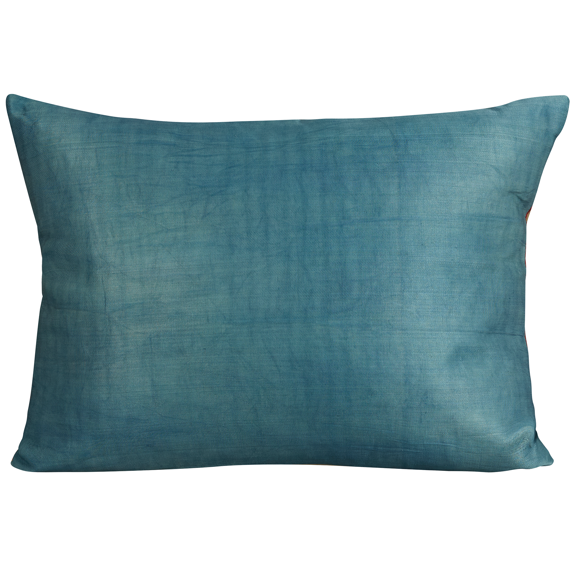 Rectangular silk suzani embroidered cushion- pillow with scrolling floral design