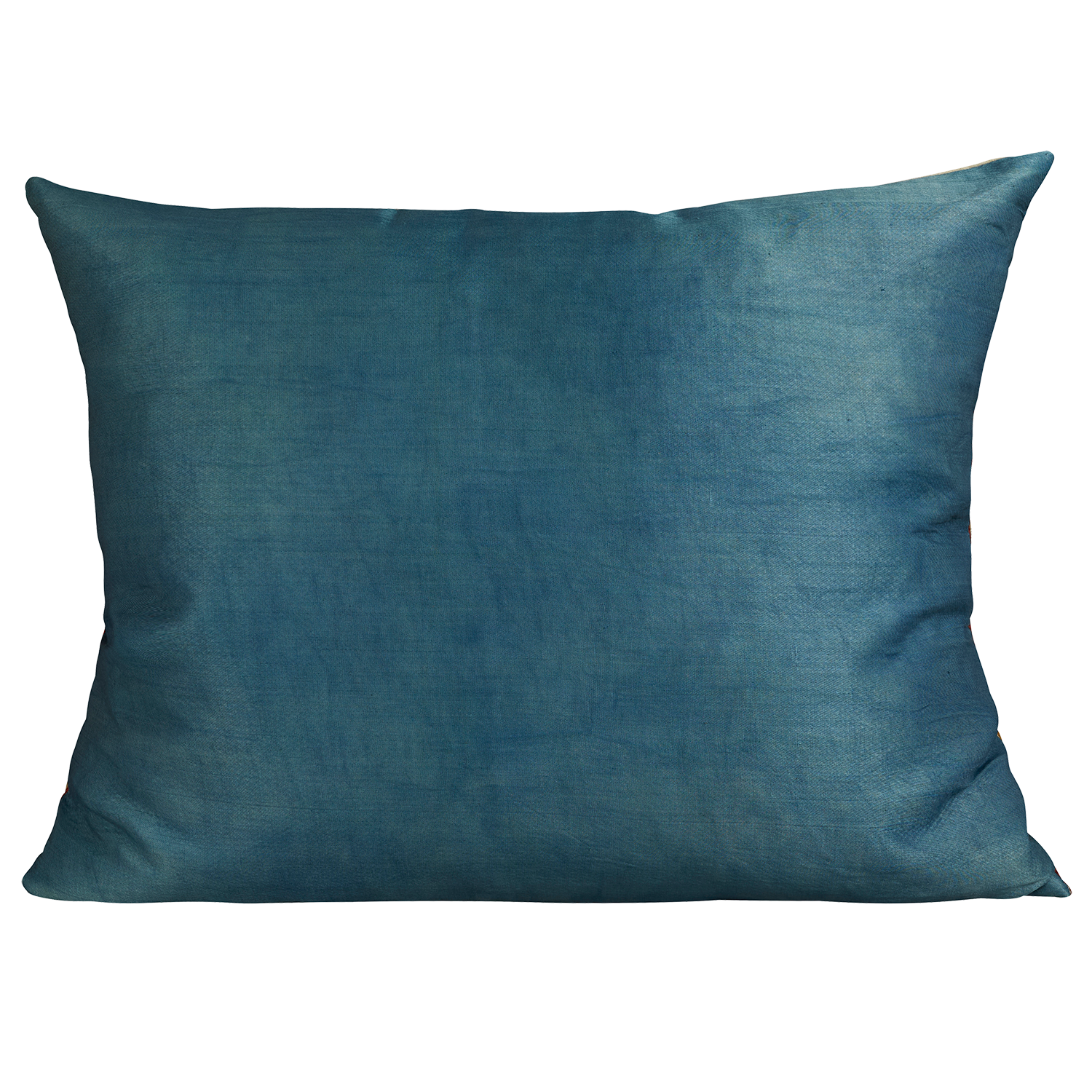 Rectangular silk suzani embroidered cushion - pillow with geometric floral design and scallop border