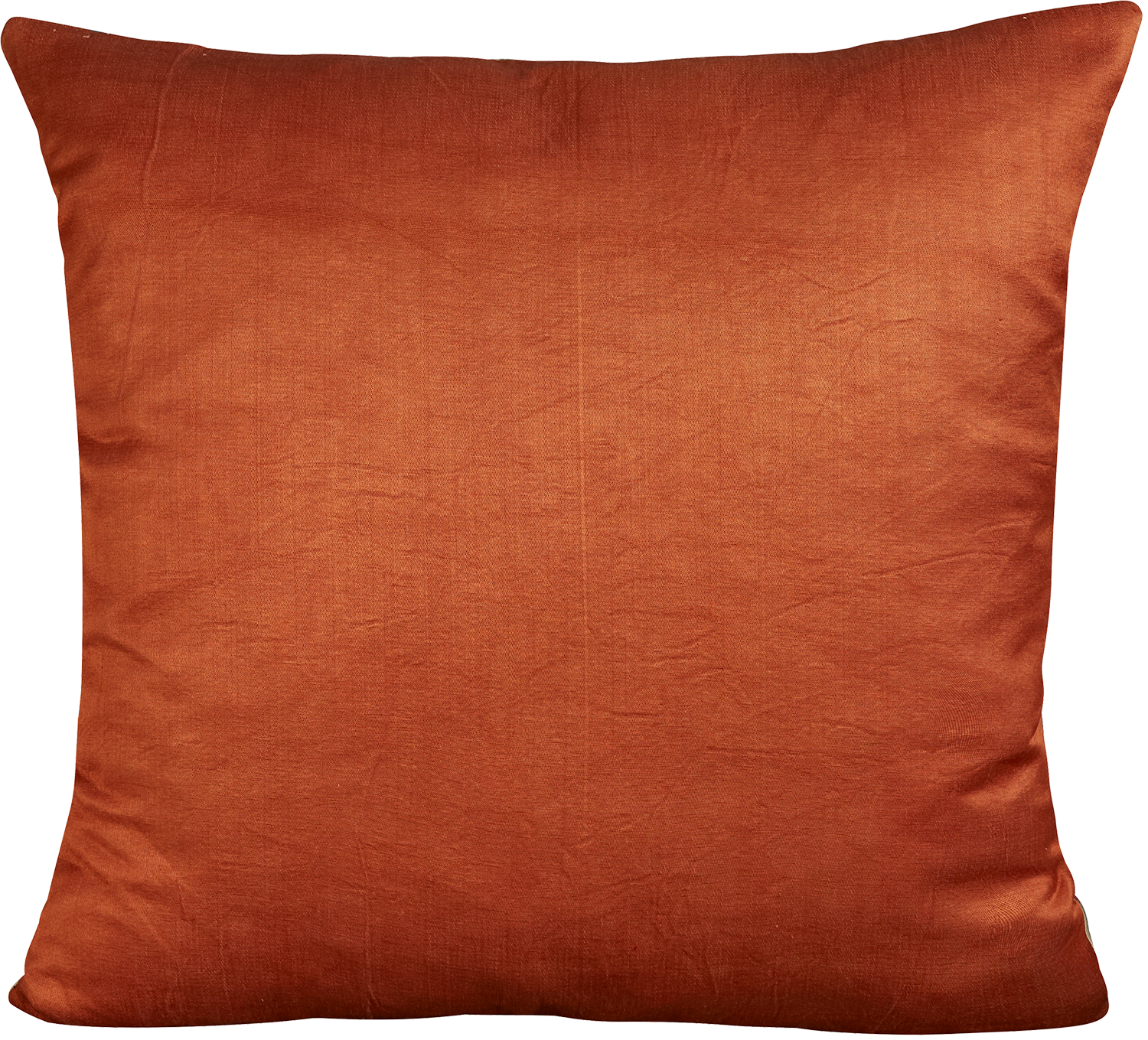 Square silk suzani embroidered cushion with Caucasian design and chevron border