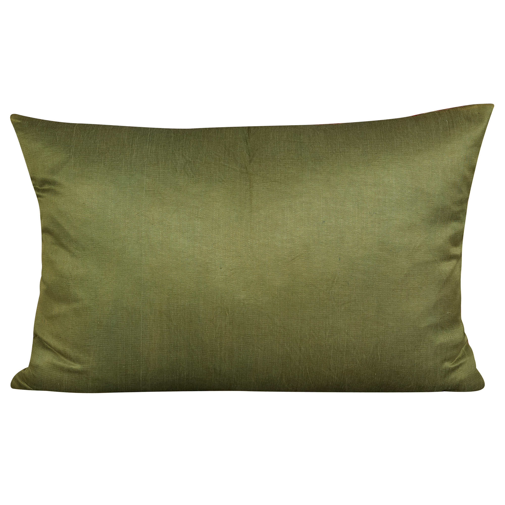 Rectangular silk suzani embroidered cushion - pillow with all over pomegranate design