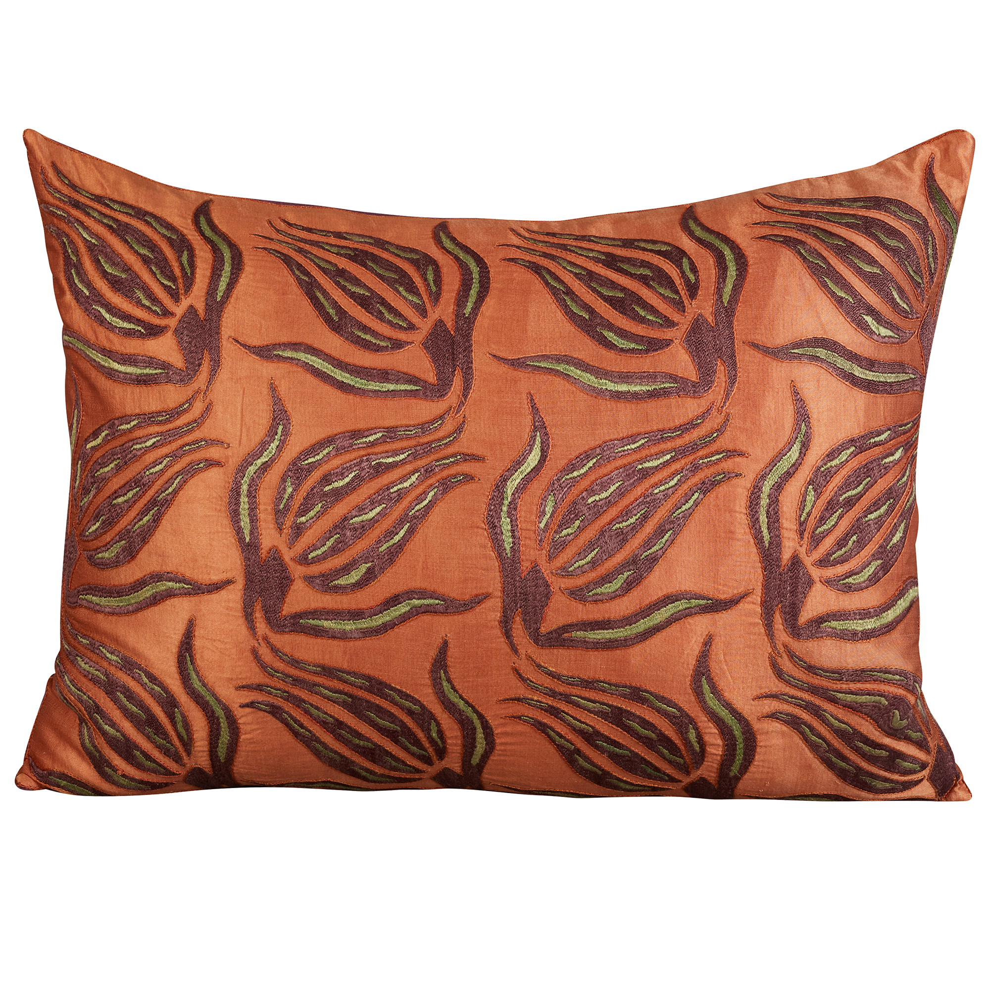 Rectangular floral silk suzani embroidered cushion -pillow with tulip design