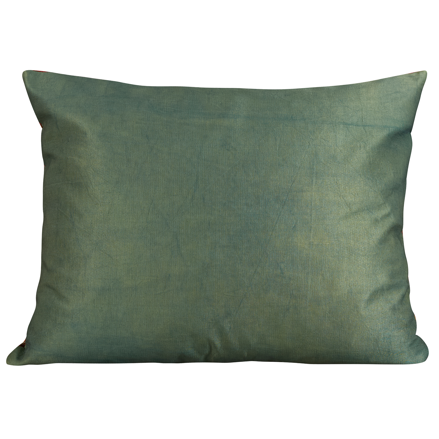 Rectangular silk suzani cushion pink carnation design on gold silk background