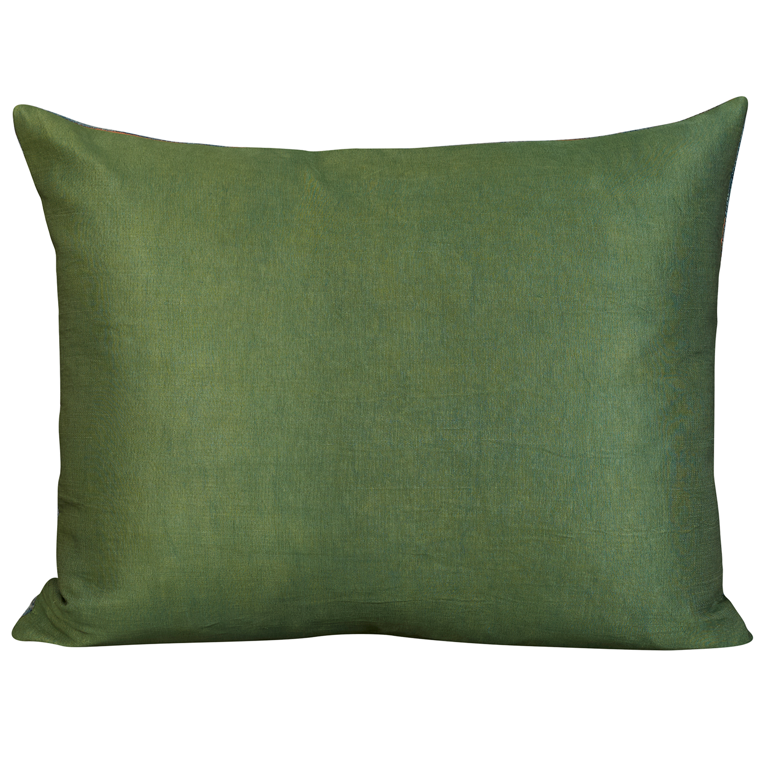 Rectangular silk suzani paisley design cushion on peach/pink silk background