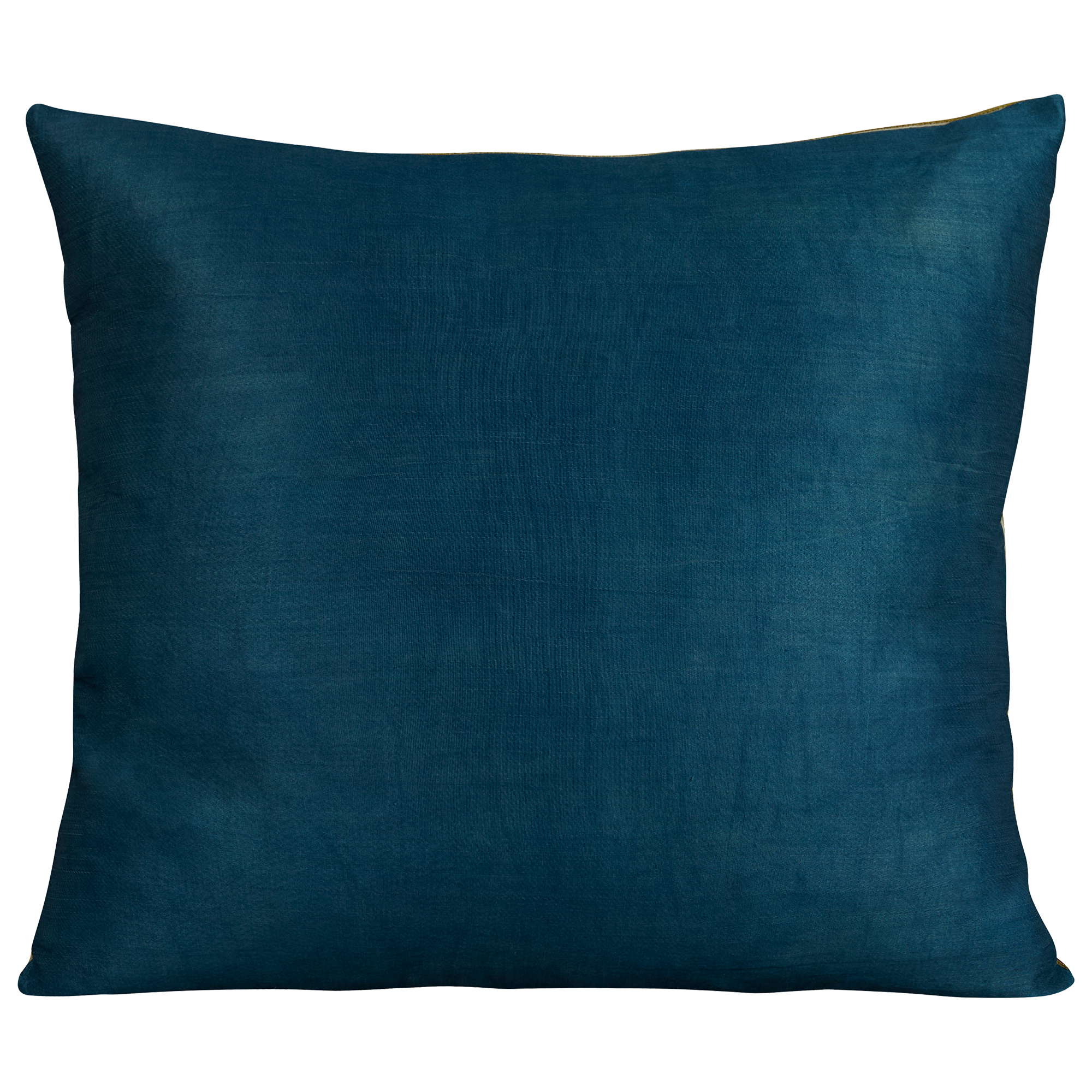 Square silk suzani embroidered cushion - pillow with Caucasian motif and scrolling central medallion