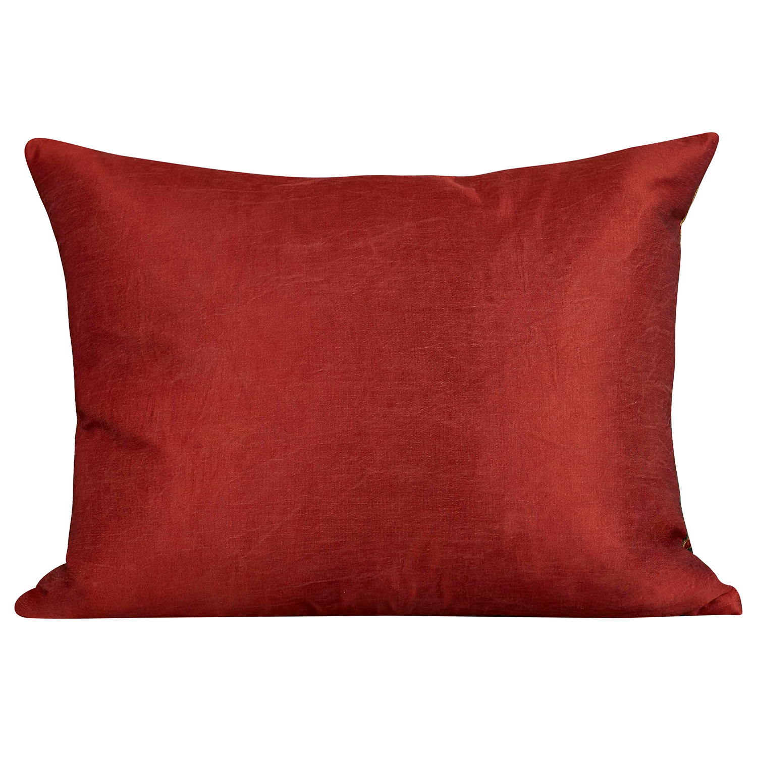 Rectangular silk suzani cushion with floral medallion design with richly embroidered rosettes
