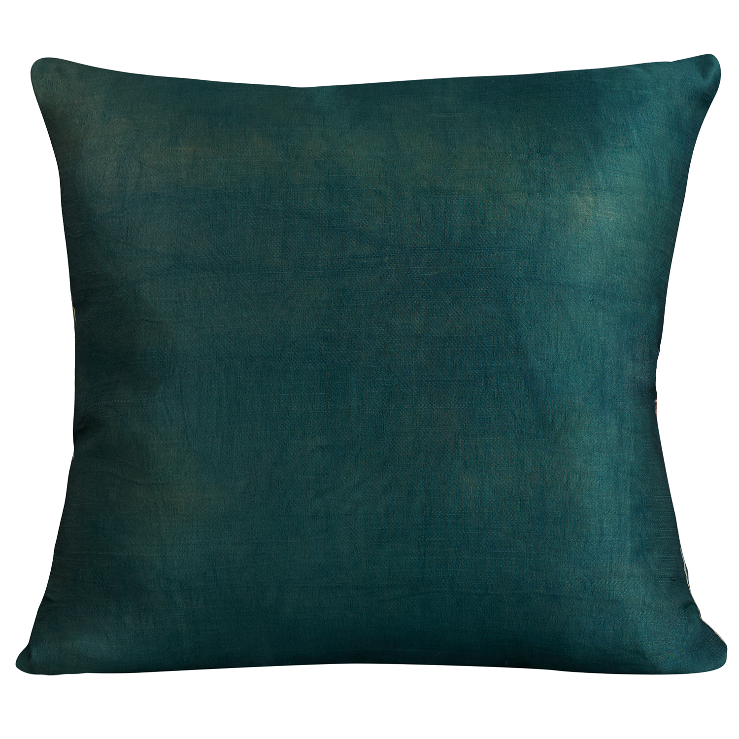 Square silk suzani forest green/pink cushion with classic ottoman carnation design