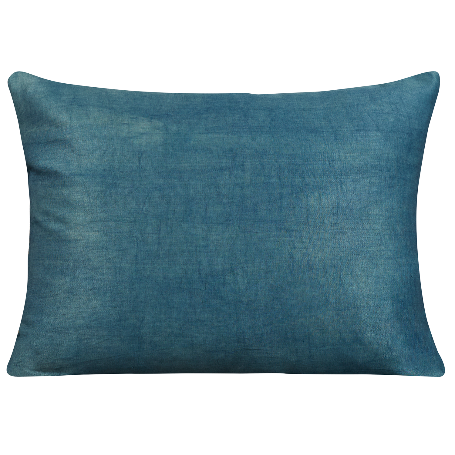 Rectangular silk suzani clustered tulip design cushion with scalloped border