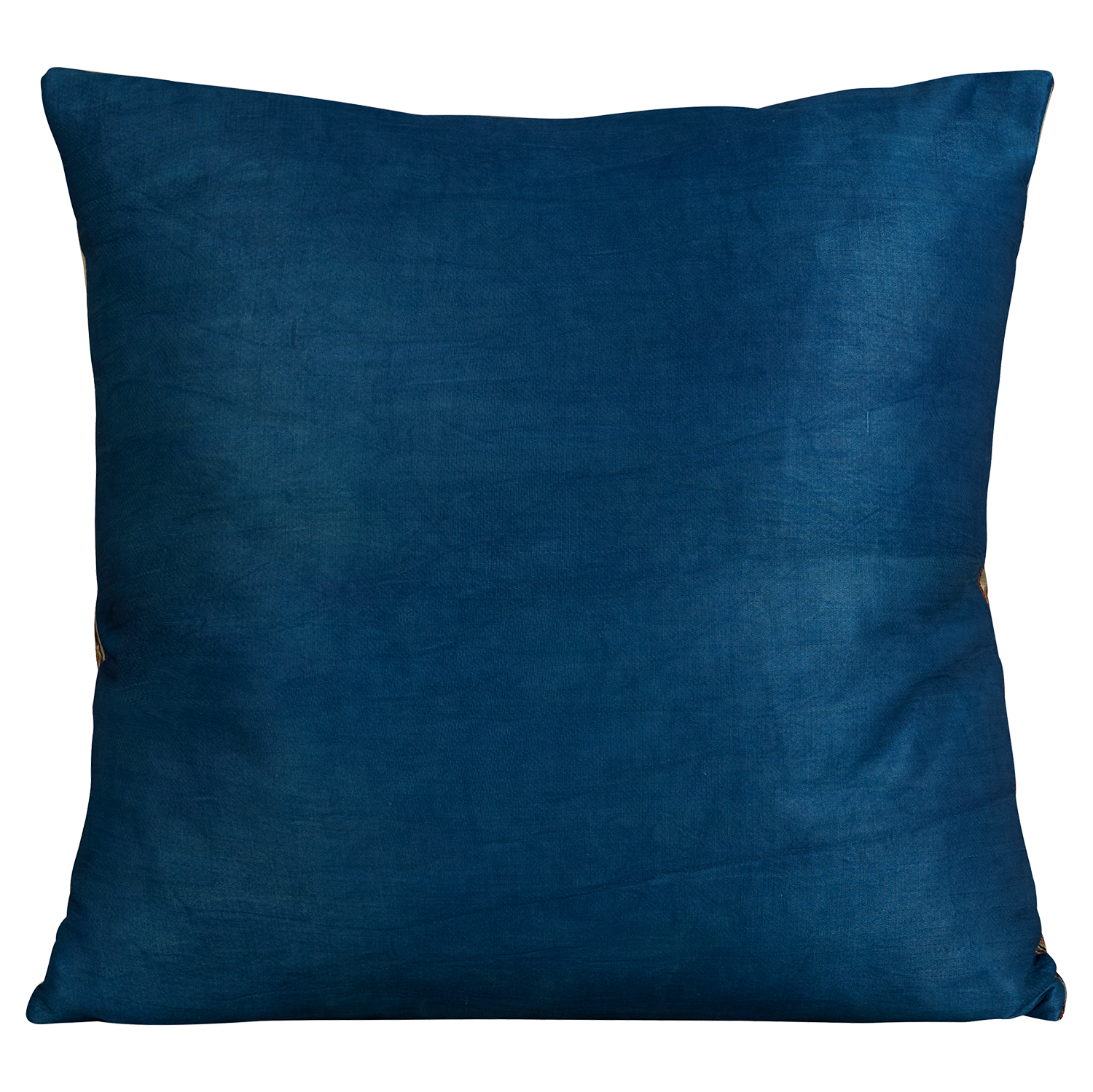 Square silk suzani embroidered cushion - pillow with Cintamani design and floral border