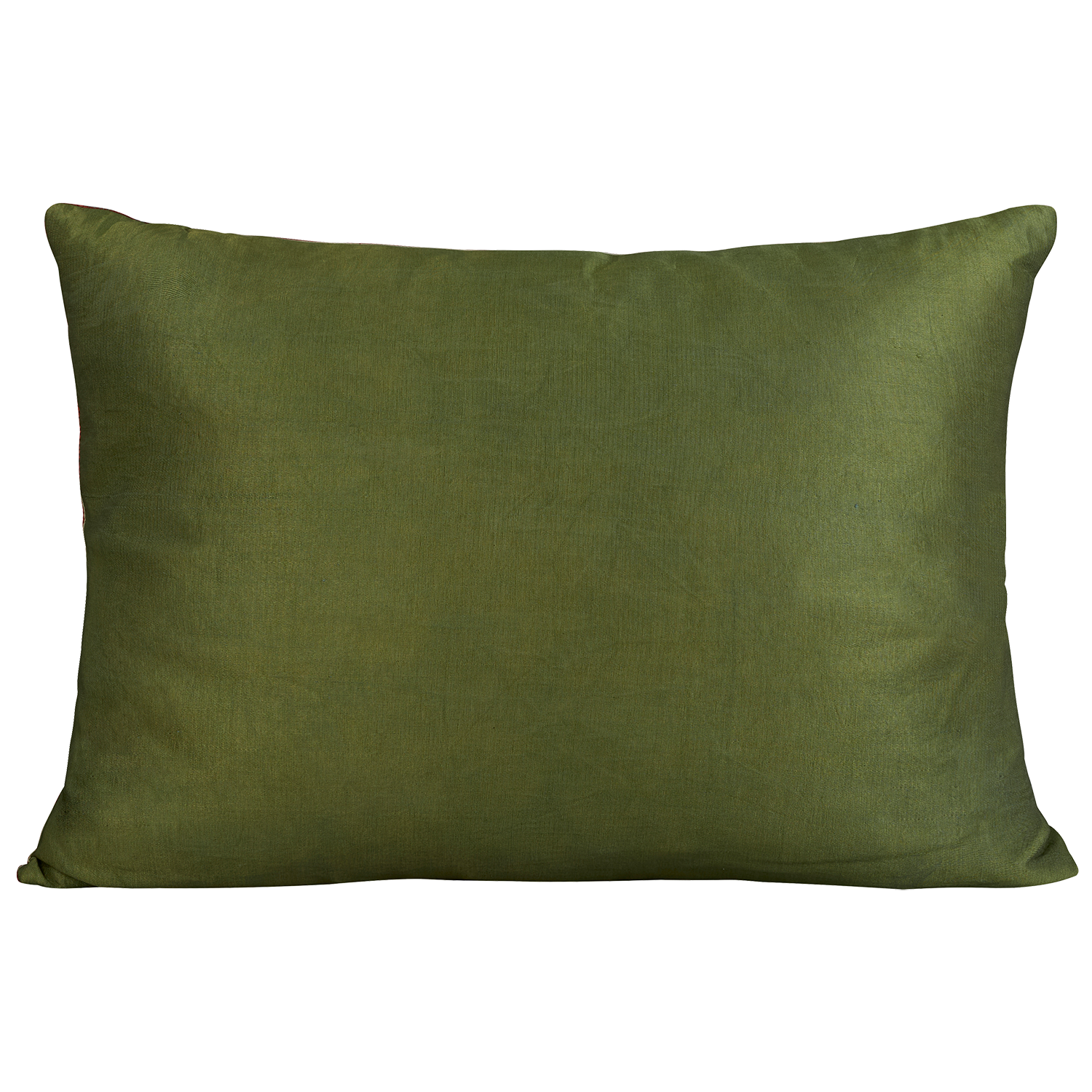 Rectangular silk suzani embroidered cushion - pillow with trailing Ottoman carnation design