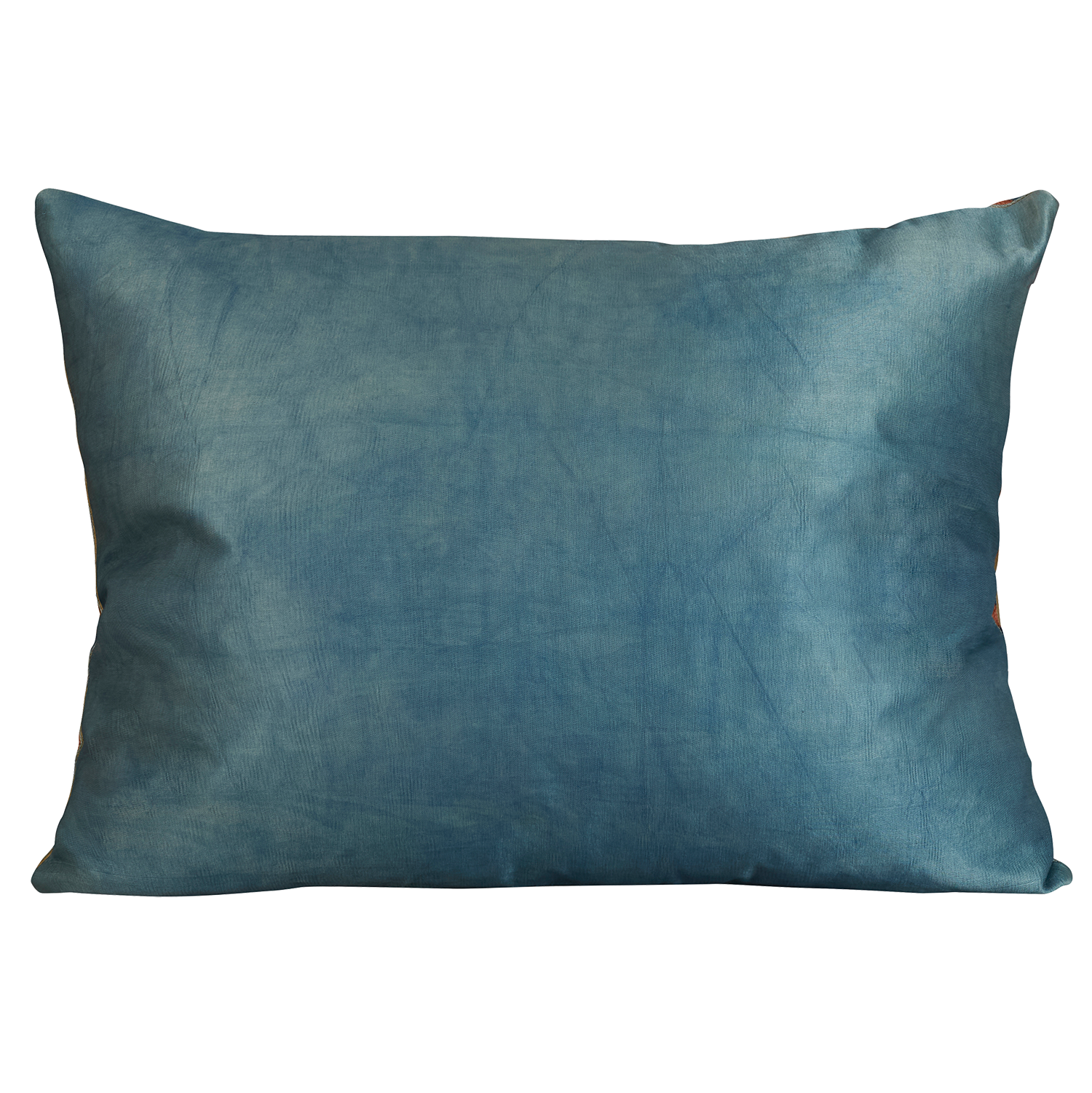 Rectangular silk suzani cushion with symmetrical palm and foliate design on gold background