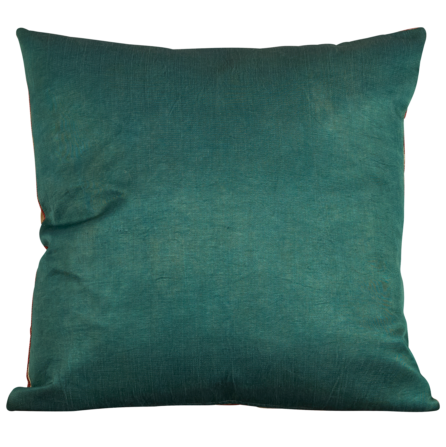 Square silk suzani cushion with Persian floral design nestled in a trellis