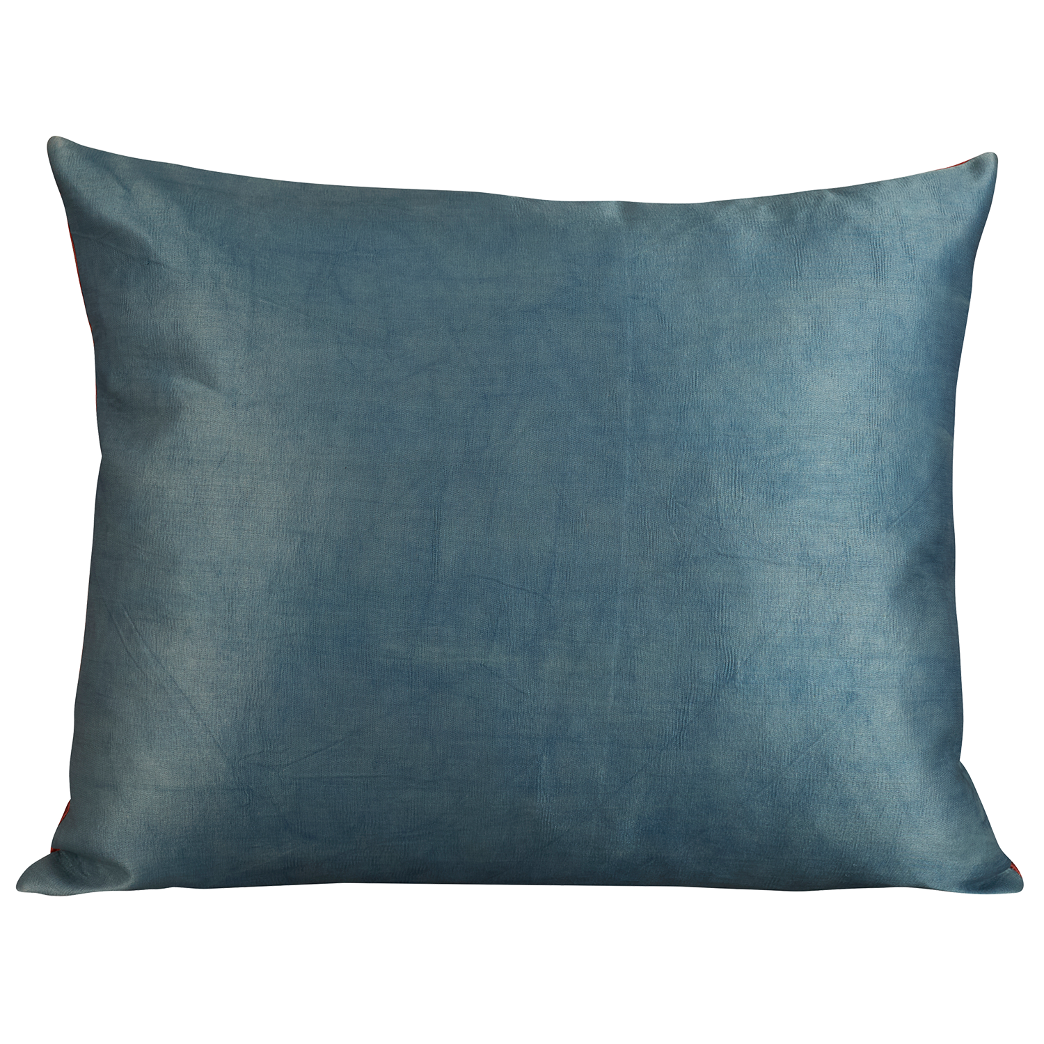 Large rectangular stylised carnation and cypress with blue vine Caucasian embroidered cushion on pale madder background
