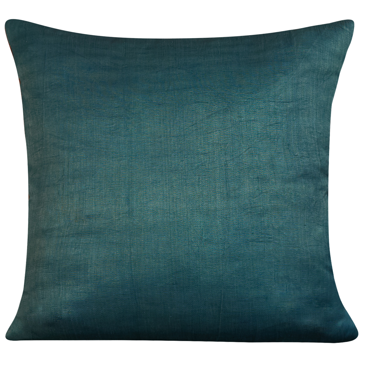 Square Anatolian design suzani on cream ground with blue silk back