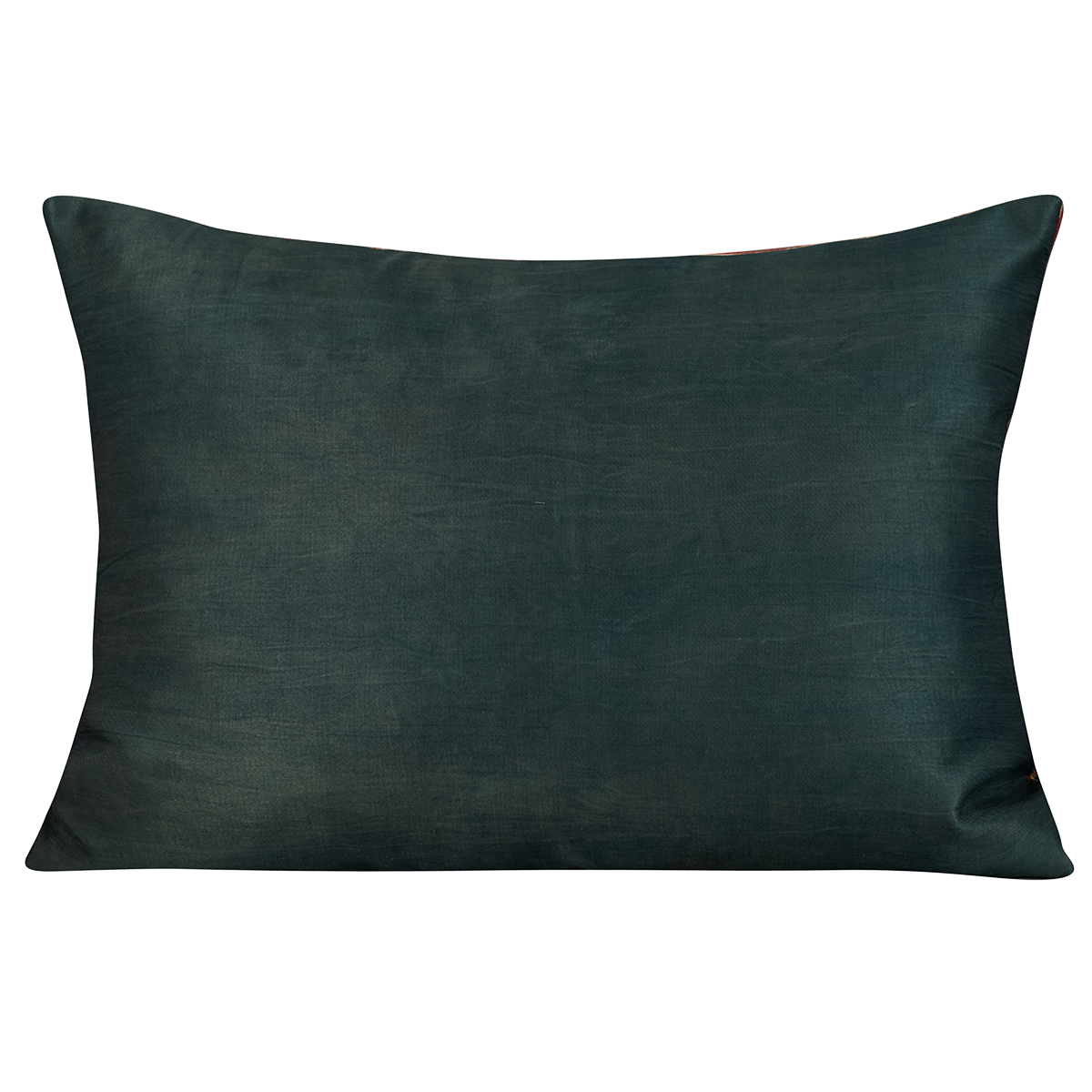 Rectangular silk suzani cushion with lattice geometric design