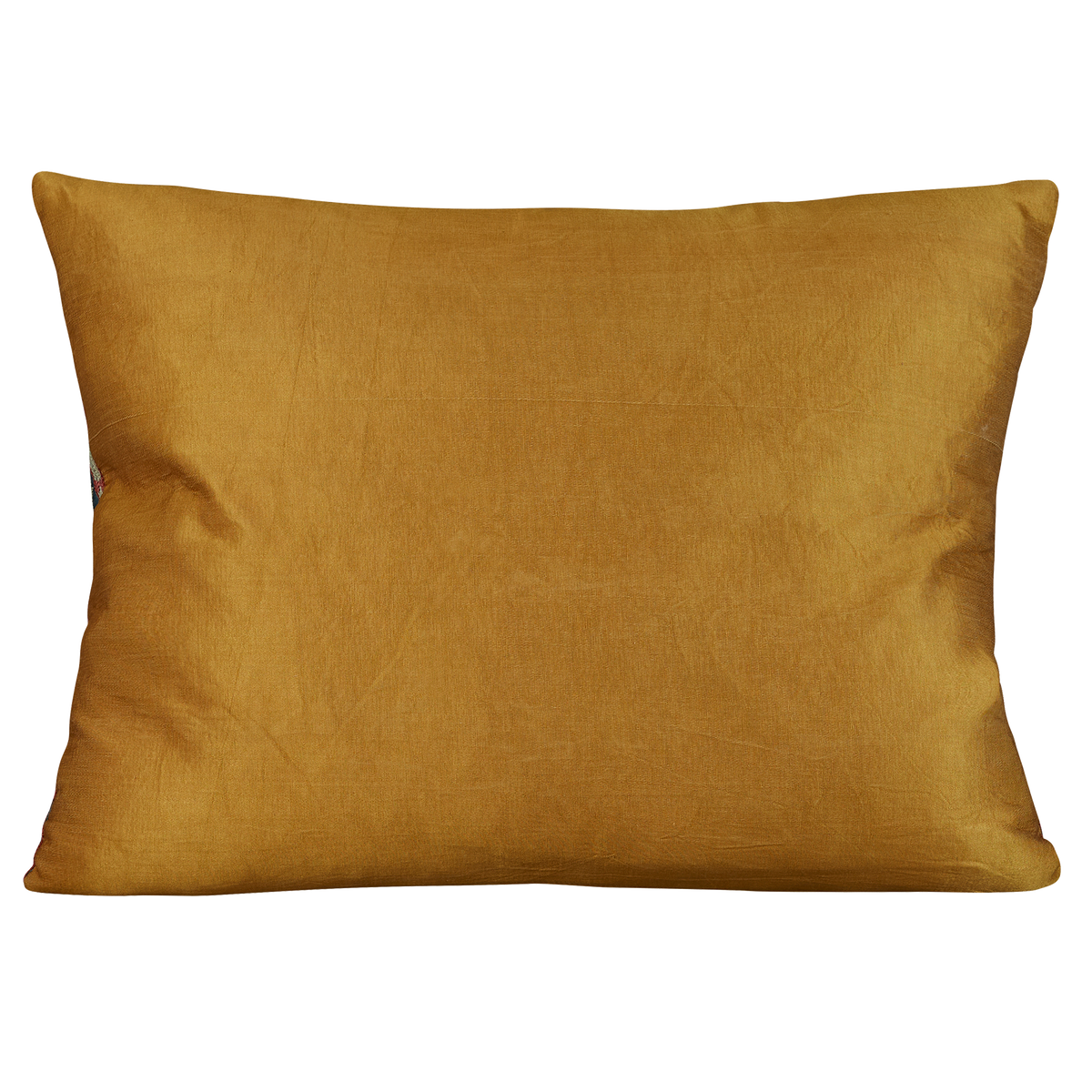 Rectangular pomegranate and flowering vine design suzani on petrol blue silk ground