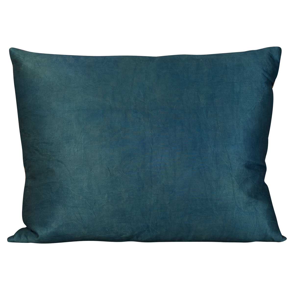 Rectangular Lotus leaf and garland vine design suzani on cream silk ground with blue silk back