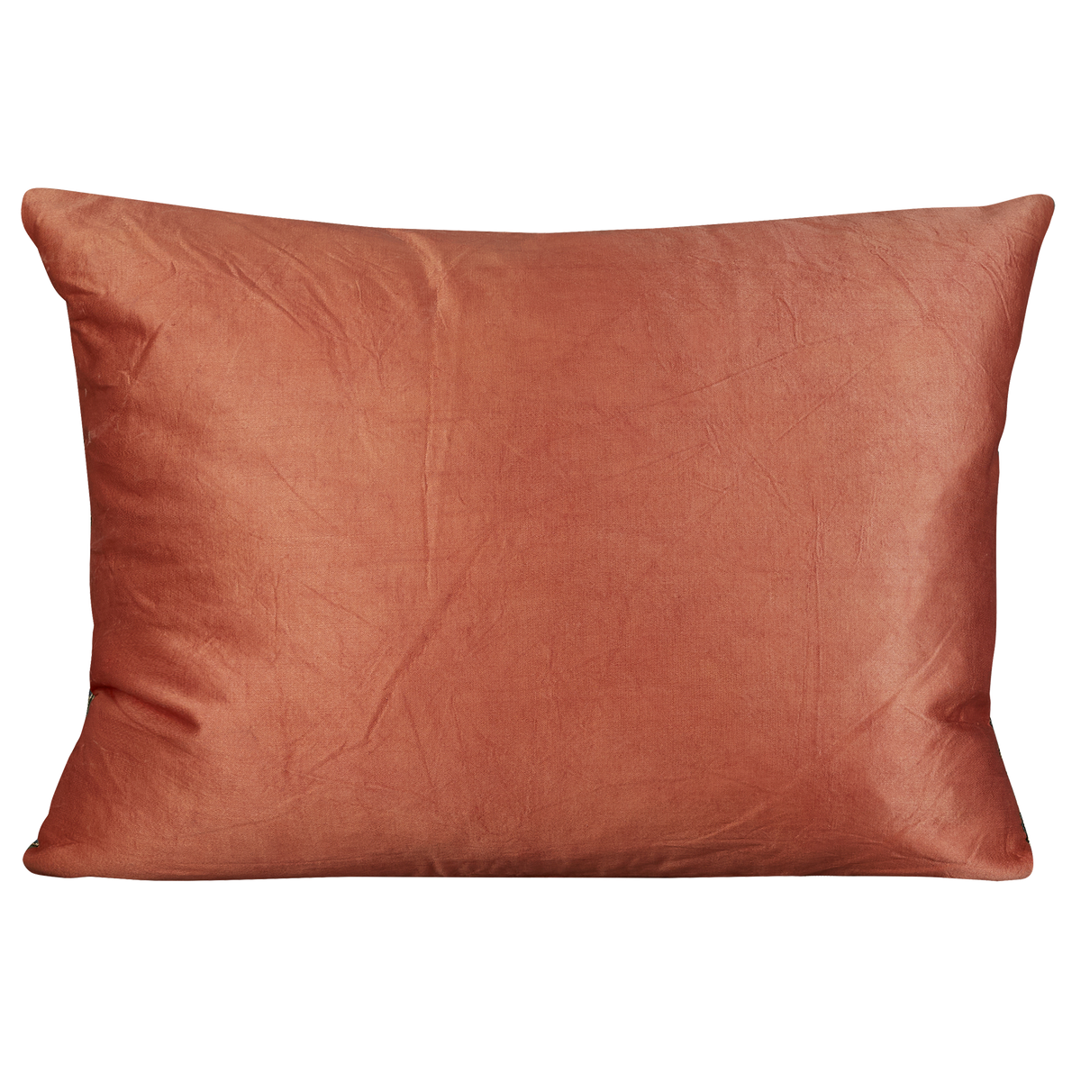 Rectangular pink and red floral design suzani on sea foam silk ground with pink silk back