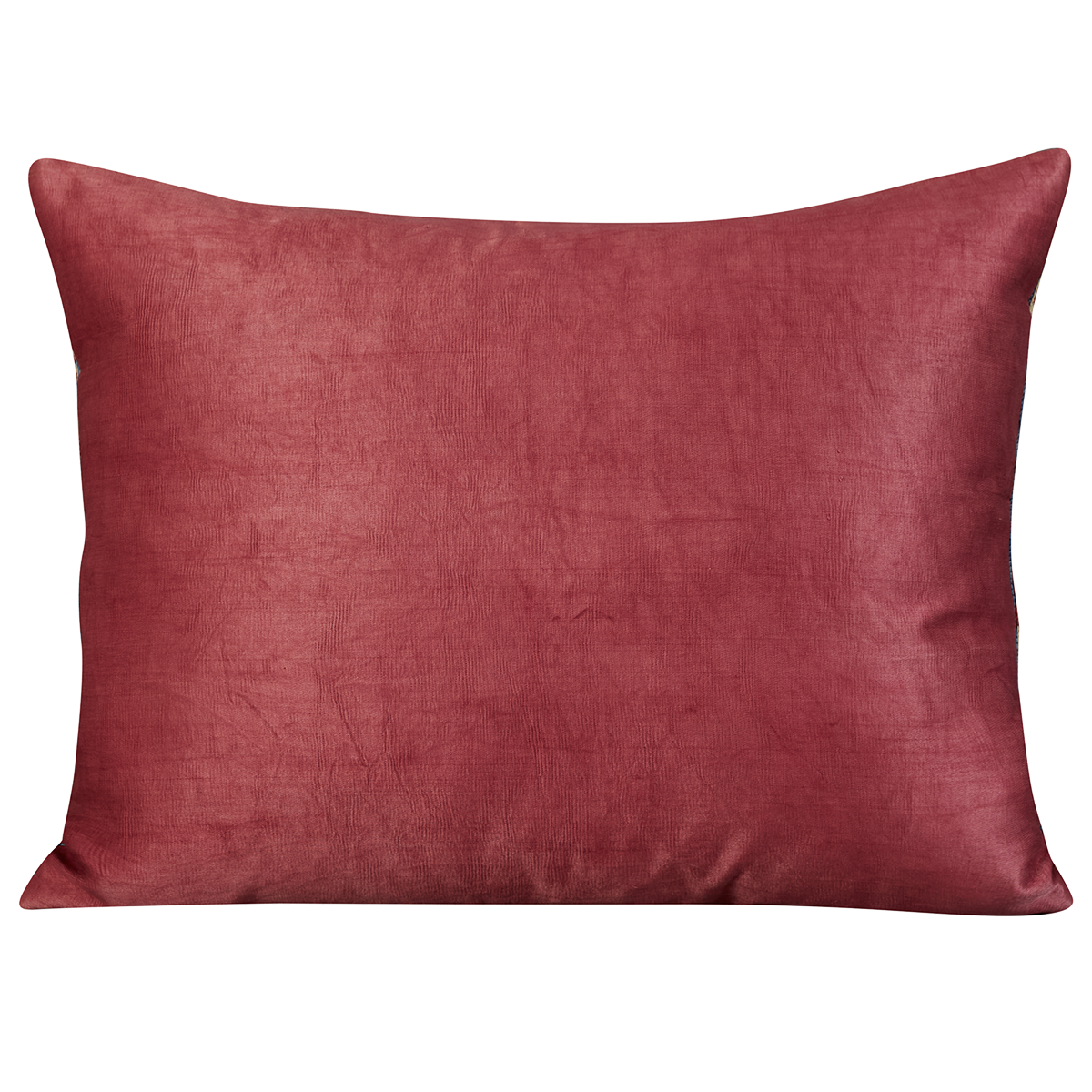 Rectangular silk suzani cushion with carnations on forest green ground