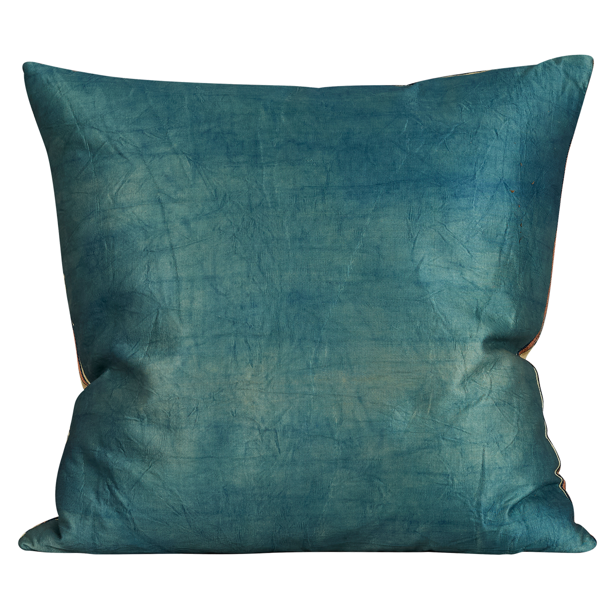 Square pink and blue carnation design suzani cushion and blue silk back