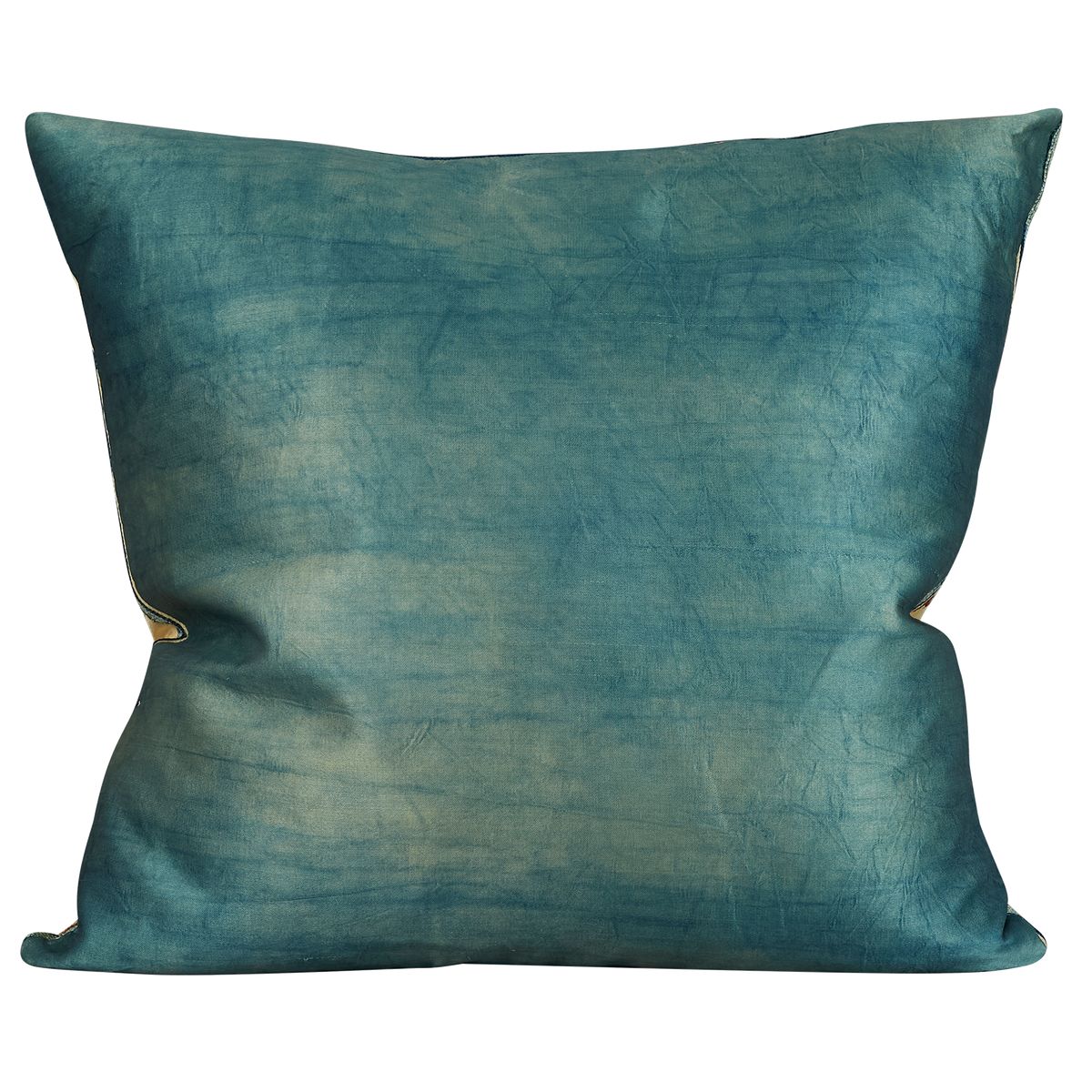 Square red and blue carnation design suzani with navy highlights and pale blue silk back