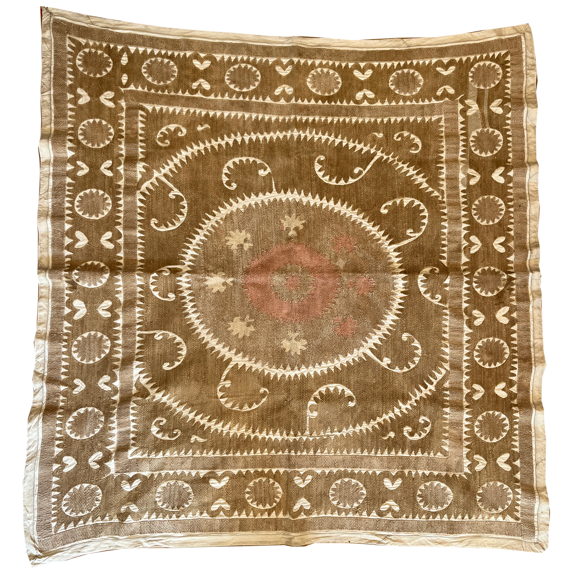 Square camel brown suzani hanging/bedspread, Uzbekistan circa 2000