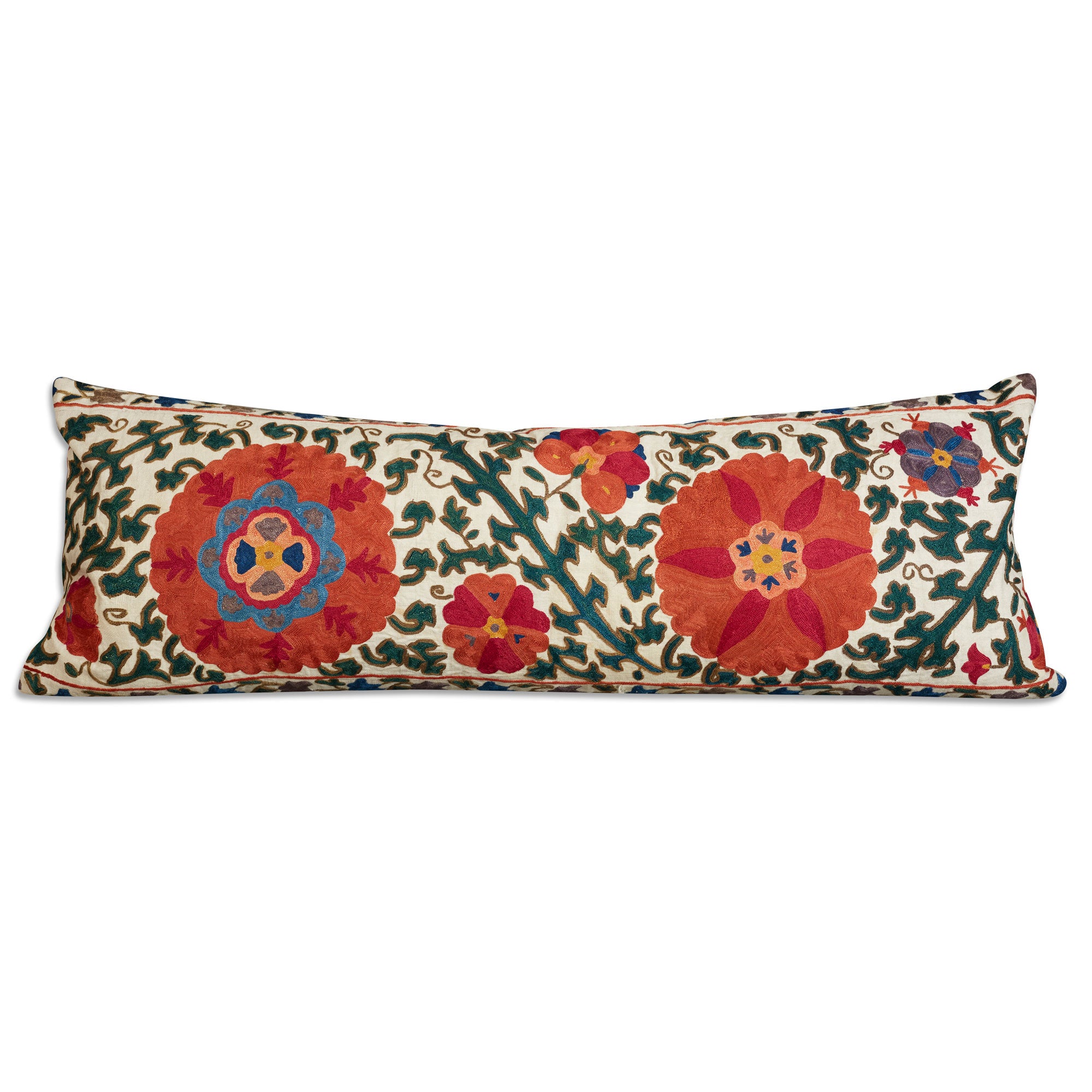 Large rectangular vintage suzani cushion - throw pillow