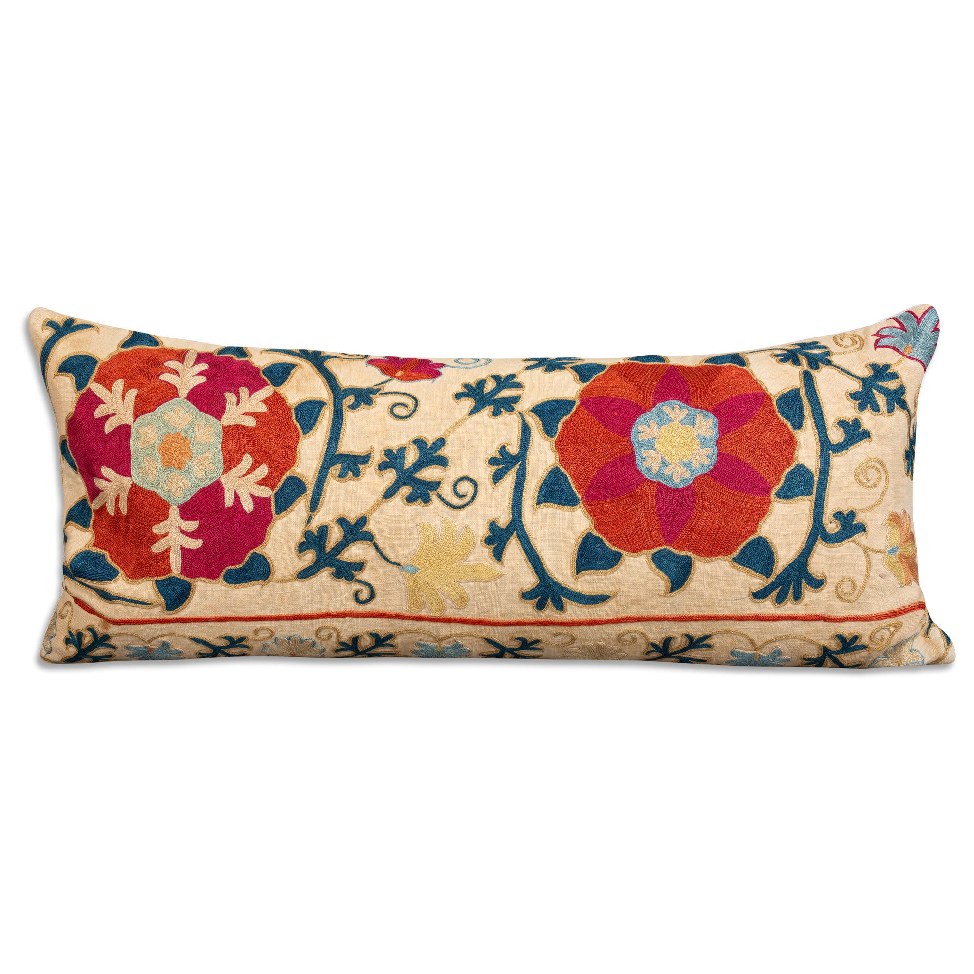 Rectangular vintage suzani cushion - throw pillow