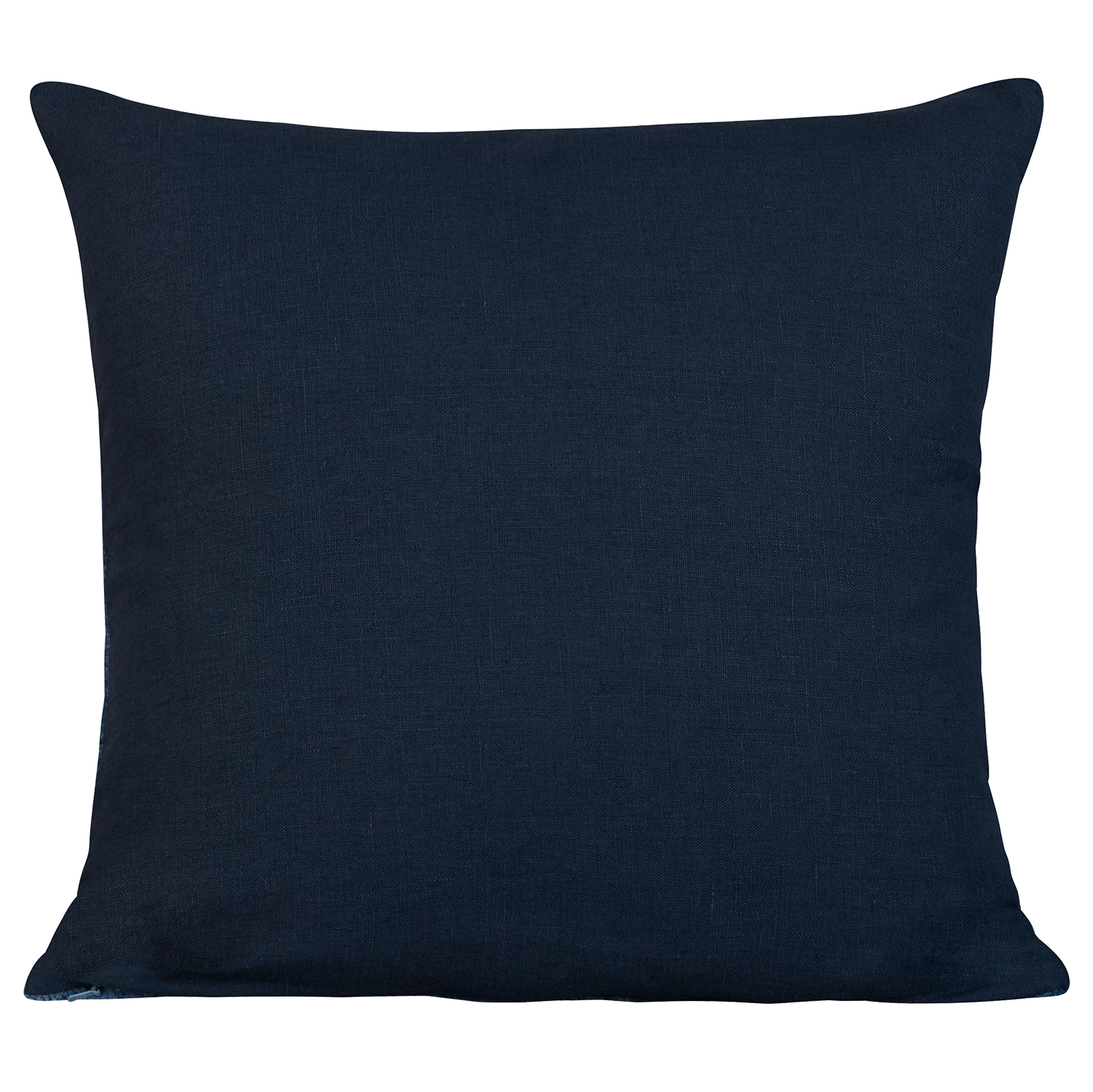 Square hand-woven chenille cushion in blue