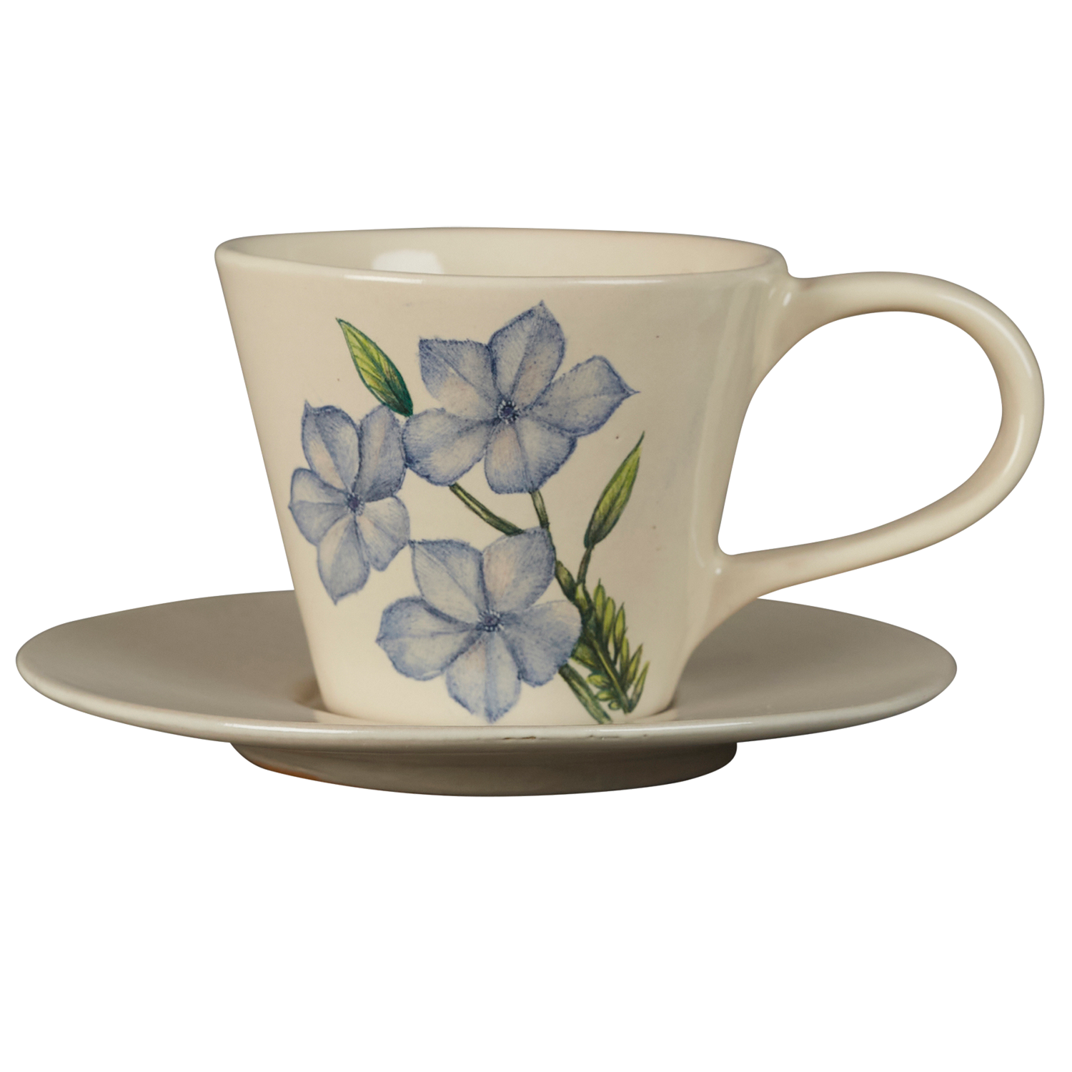 Hand-painted ceramic espresso cup and saucer