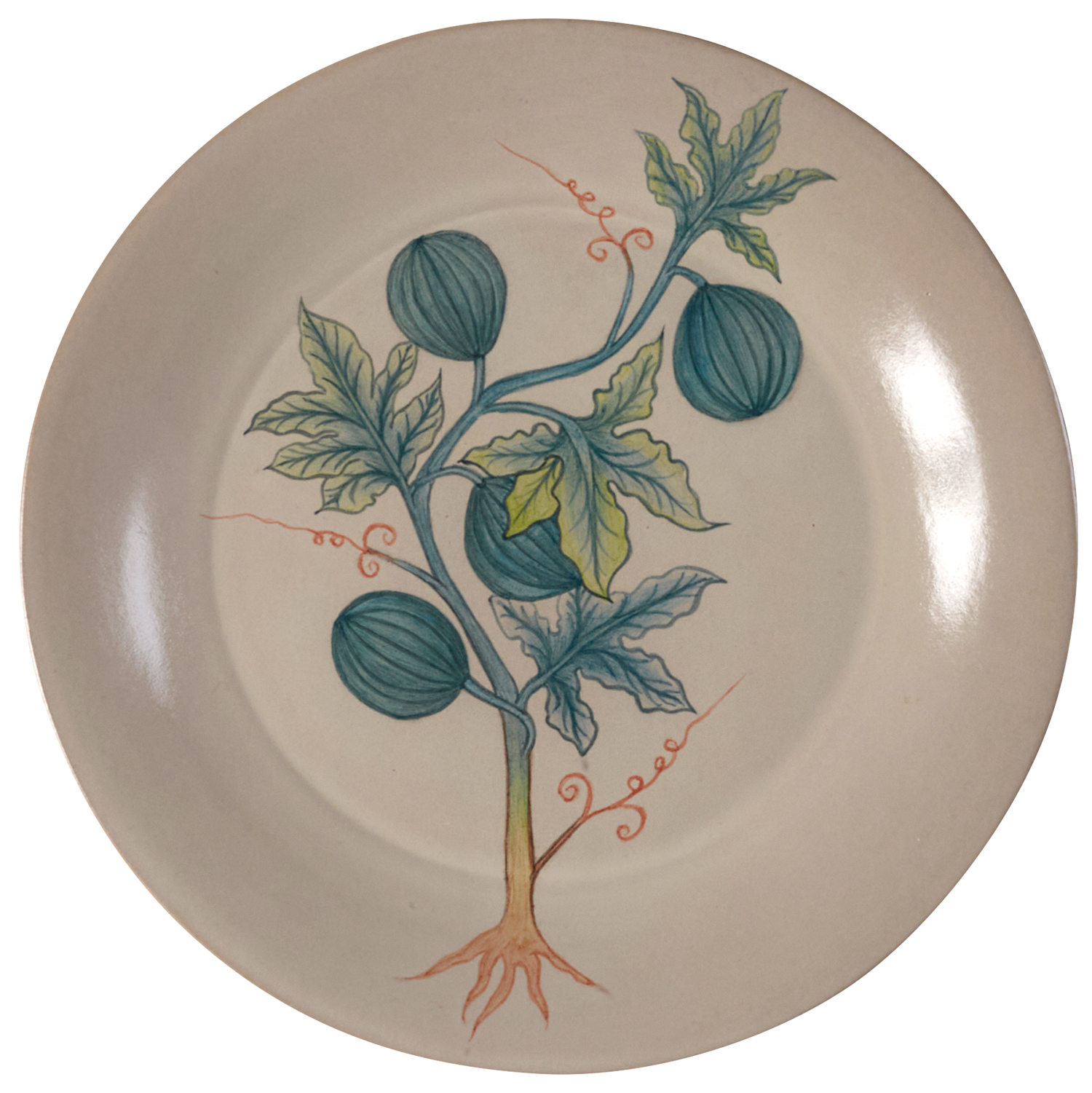 Hand-painted ceramic dessert plate