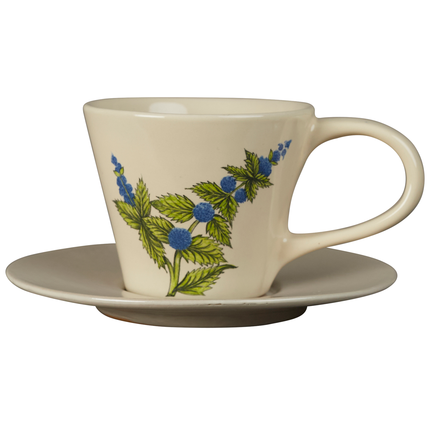 Hand-painted ceramic espresso cup and saucer