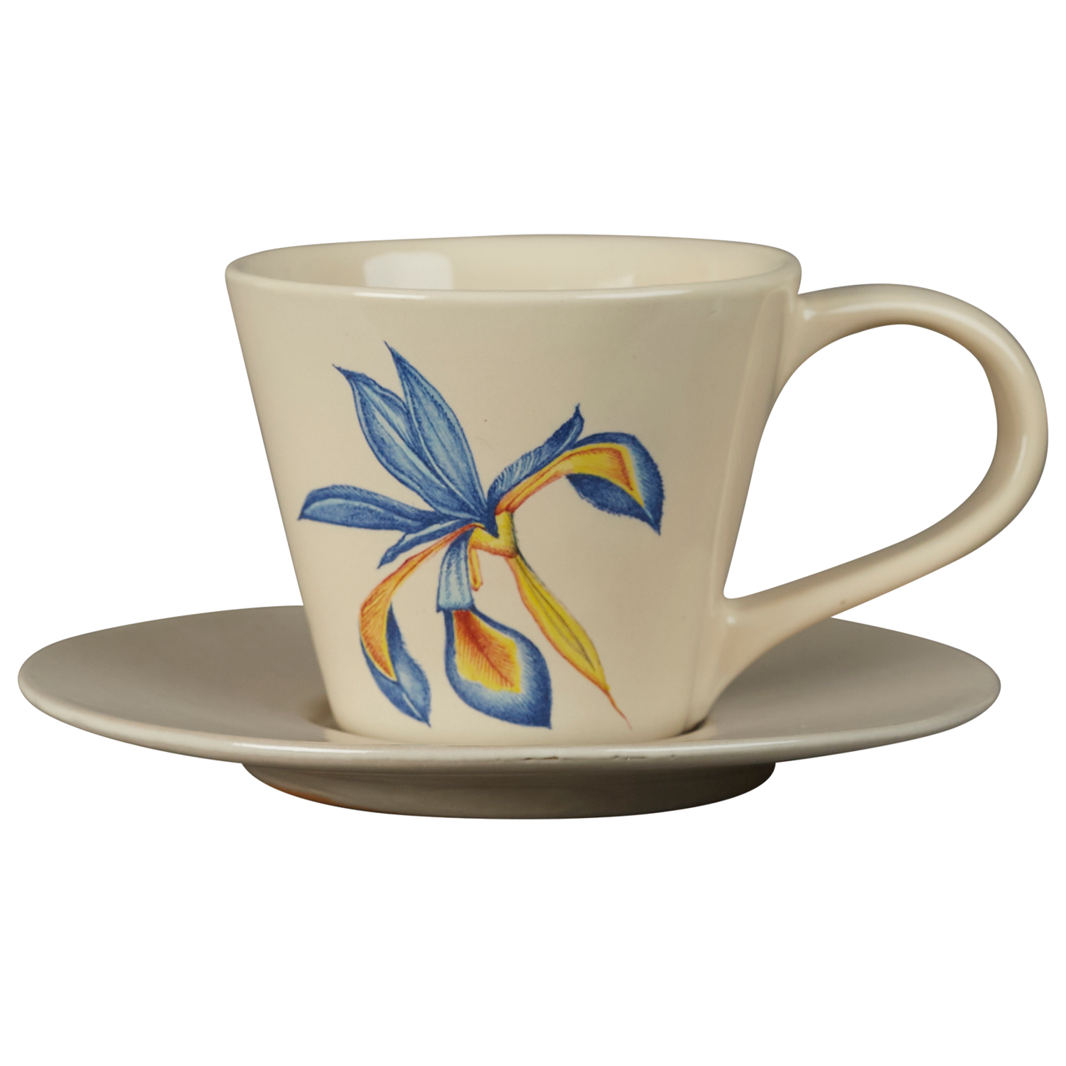 Hand-painted ceramic espresso cup and saucer