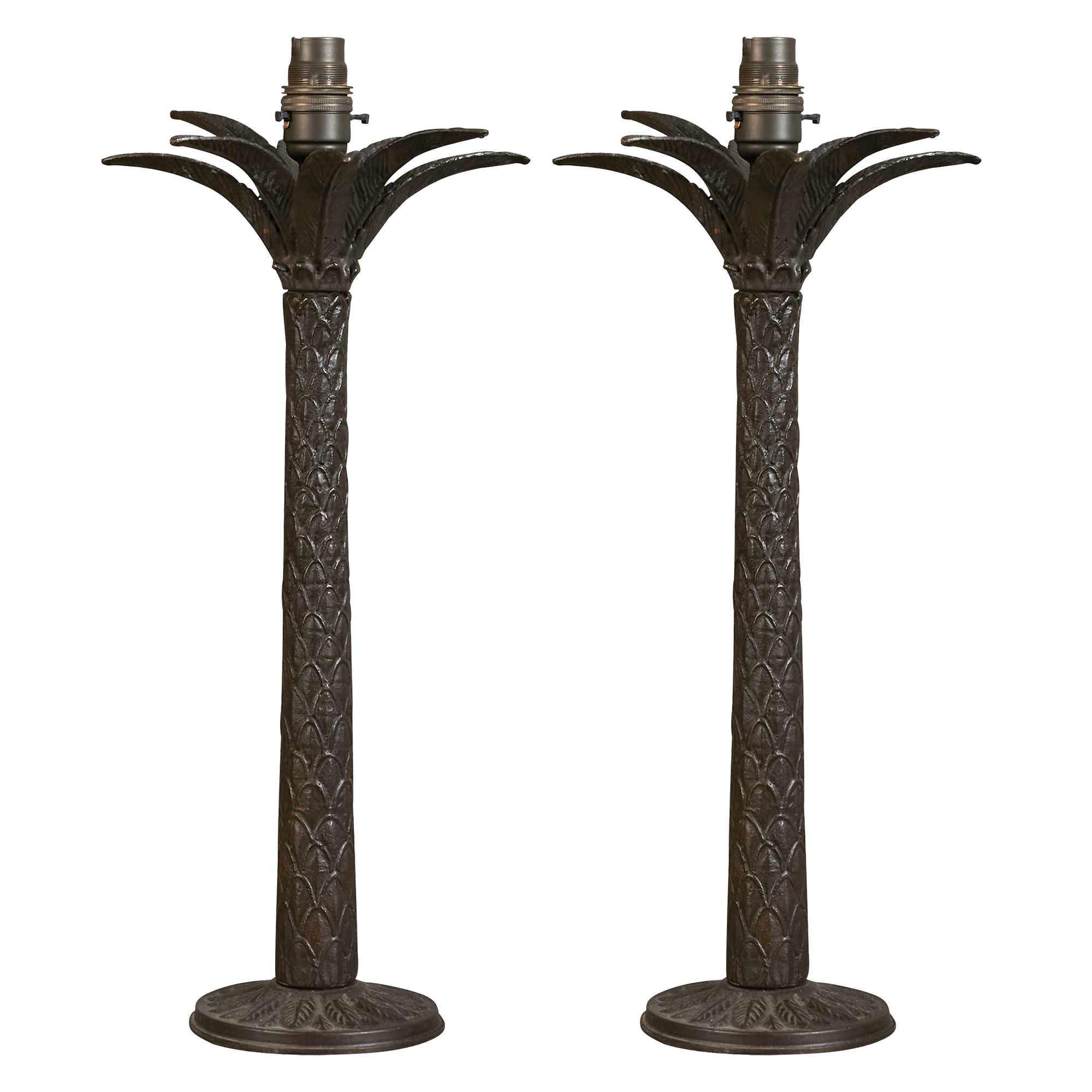 A Pair of 19th century bronze table lamps converted to electricity