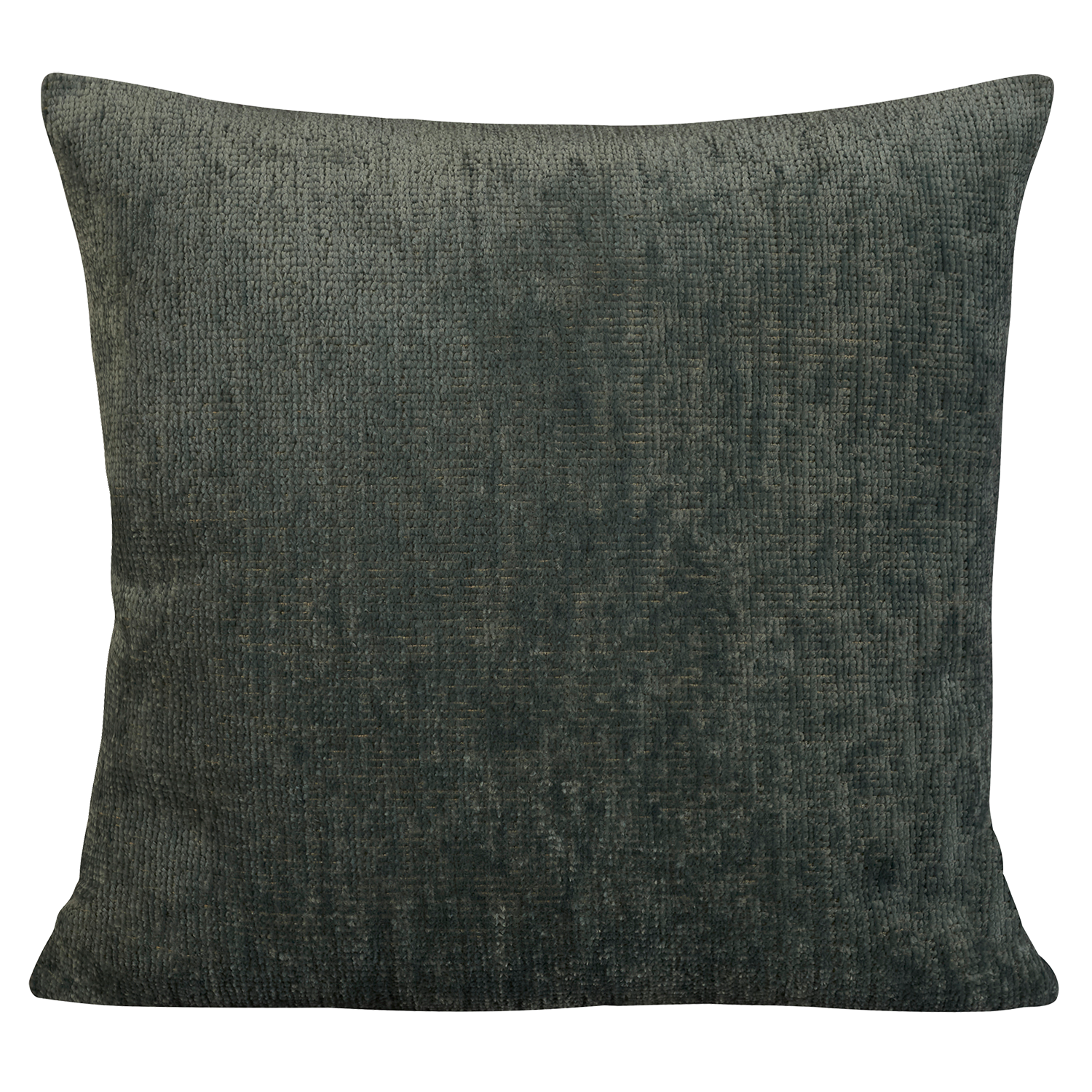 Square hand-woven chenille cushion in celadon