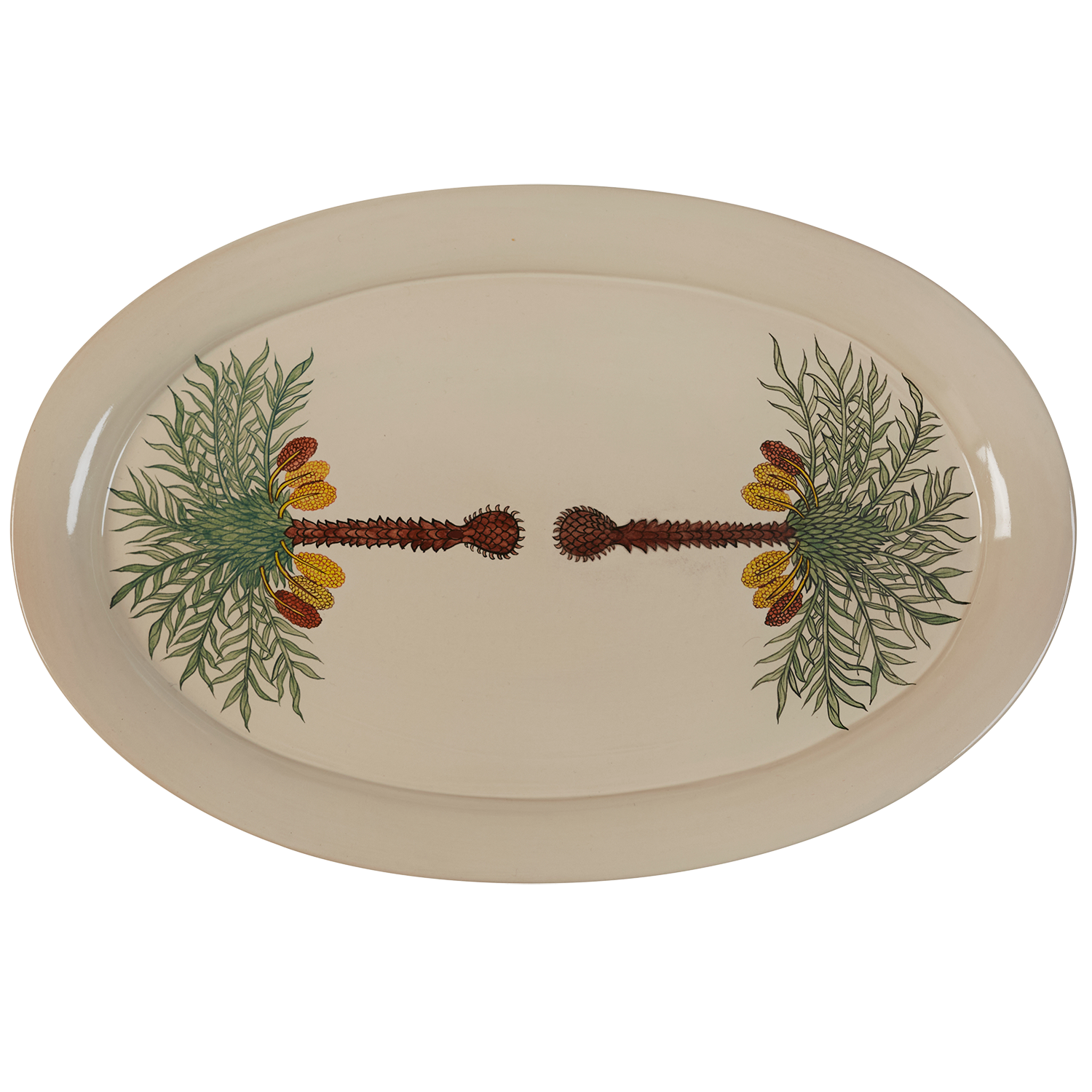 Hand-painted oval ceramic 'date palm' dessert platter