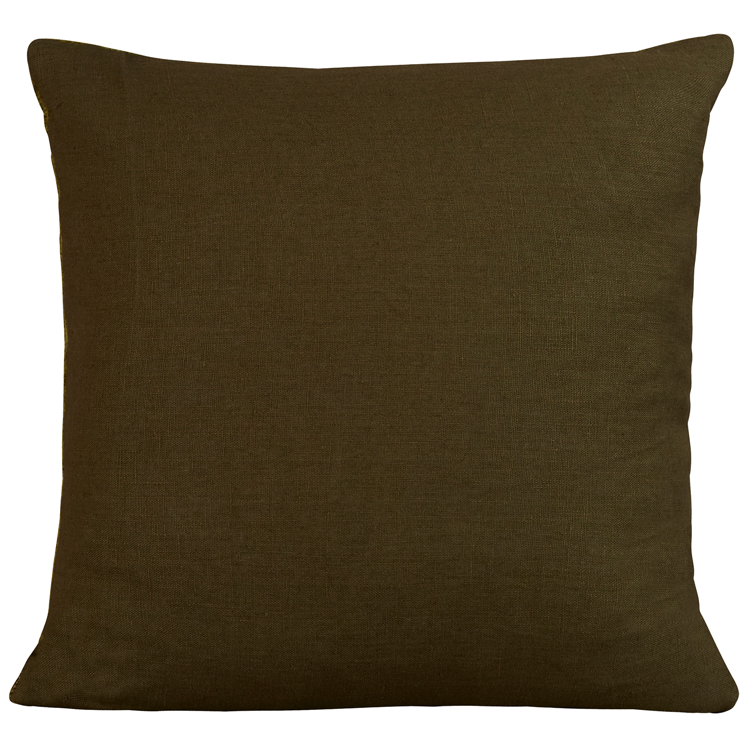 Square hand-woven chenille cushion in green