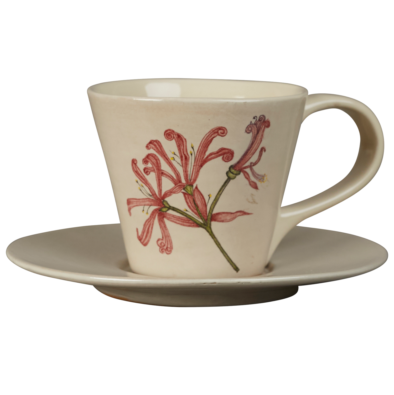 Hand-painted ceramic espresso cup and saucer