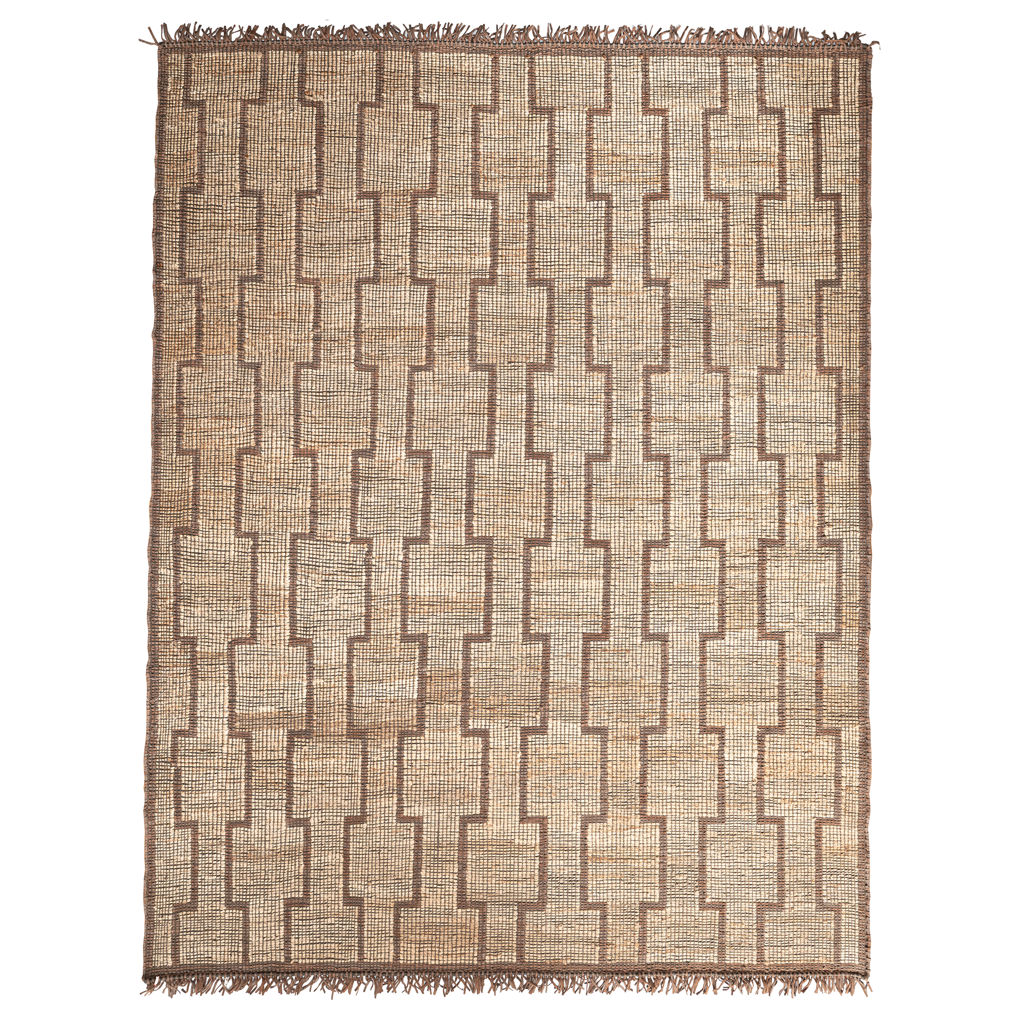 Mogador - A jute and leather Tuareg style rug - Small Natural