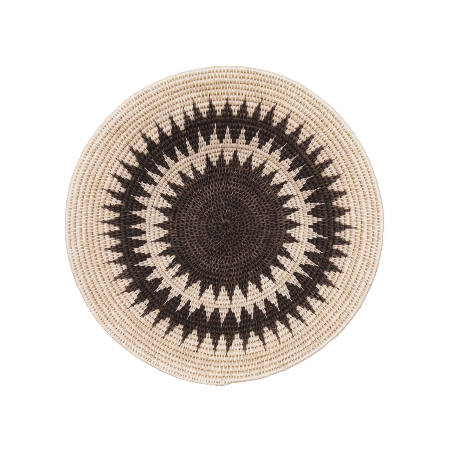 Nushka Accessories A Cream and Dark Brown Design African Sisal Basket