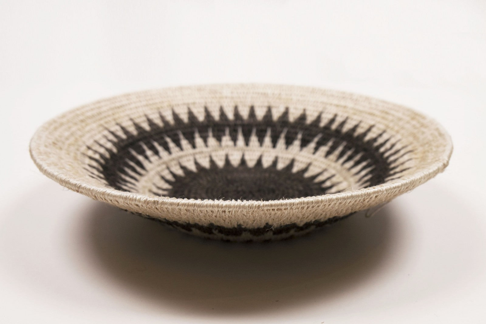 Nushka Accessories A Cream and Dark Brown Design African Sisal Basket