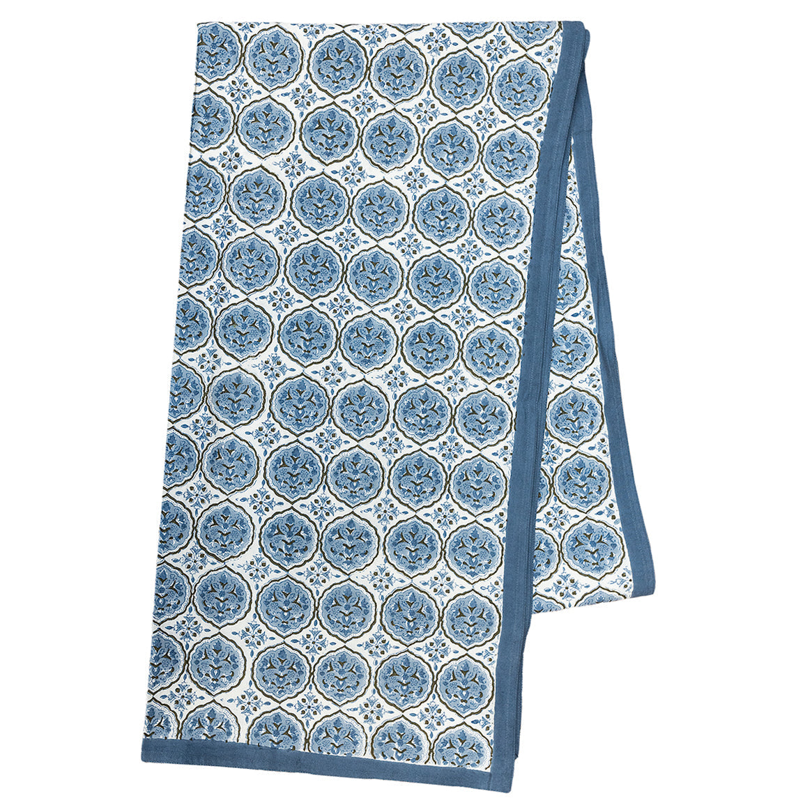 Nushka Accessories Blue and White Hand Block Printed Indian Tablecloth