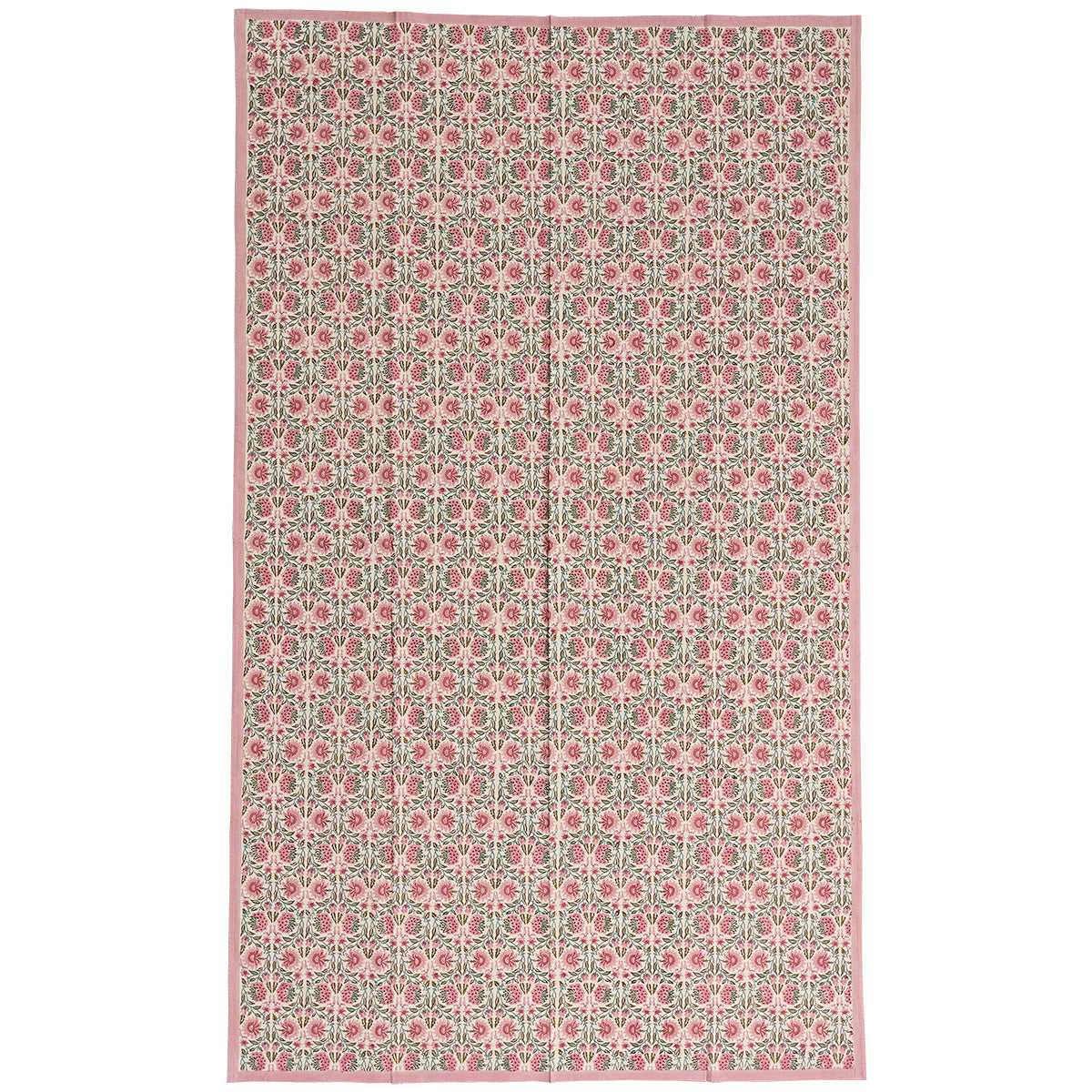 Nushka Accessories Pink Floral Hand Block Printed Indian Tablecloth