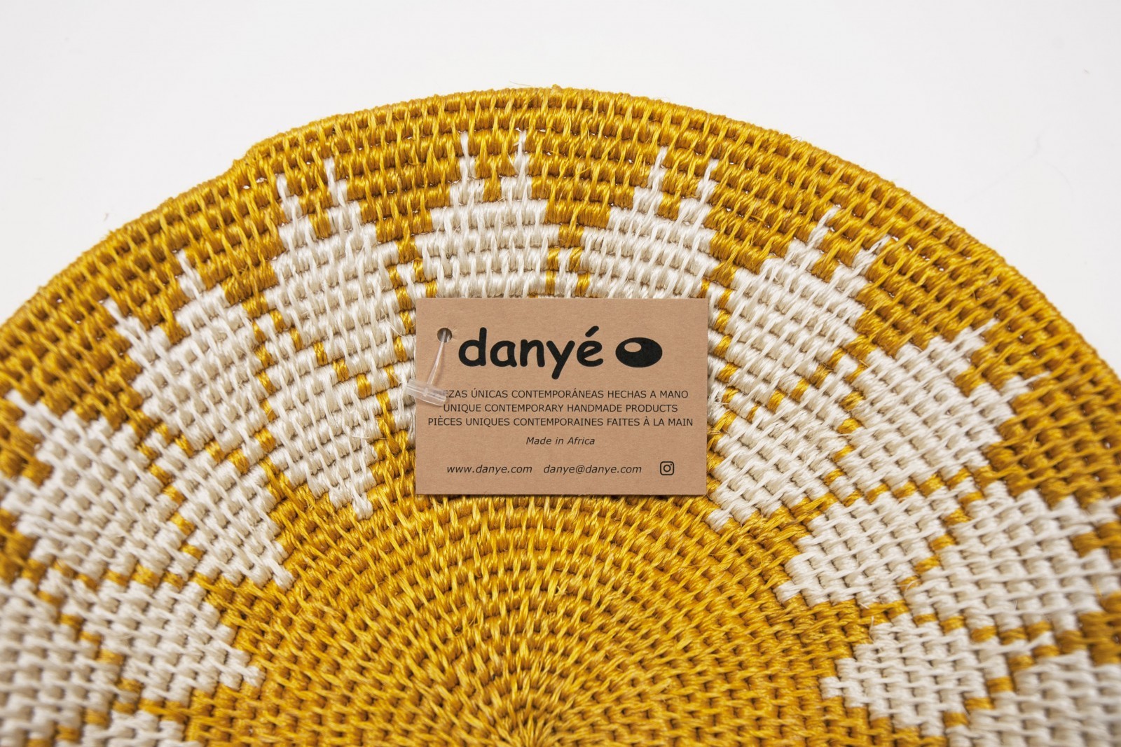 Nushka Accessories Small White and Yellow African Sisal Basket